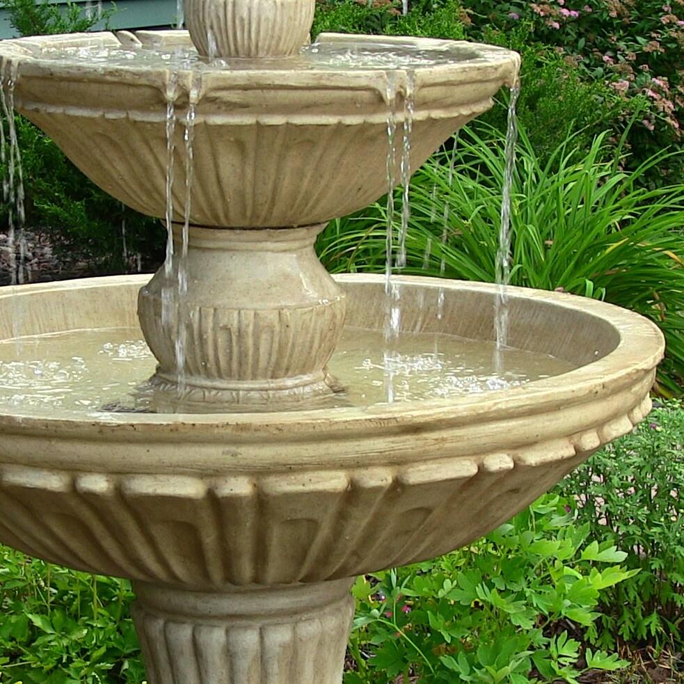 Sunnydaze 55"H Electric Polystone Classic Style 3-Tier Designer Outdoor Water Fountain, White Finish