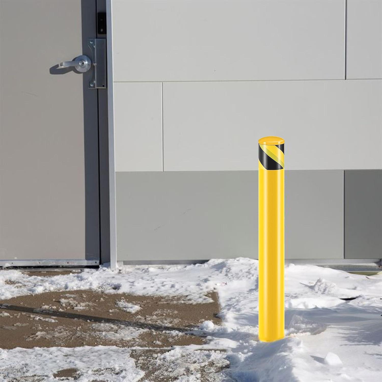 Safety Bollard Post, Steel Bollards,Parking Bollard, Yellow Powder Coated Safety Parking Barrier Post, for Traffic Sensitive Areas (2, 36"H*4.5"D)