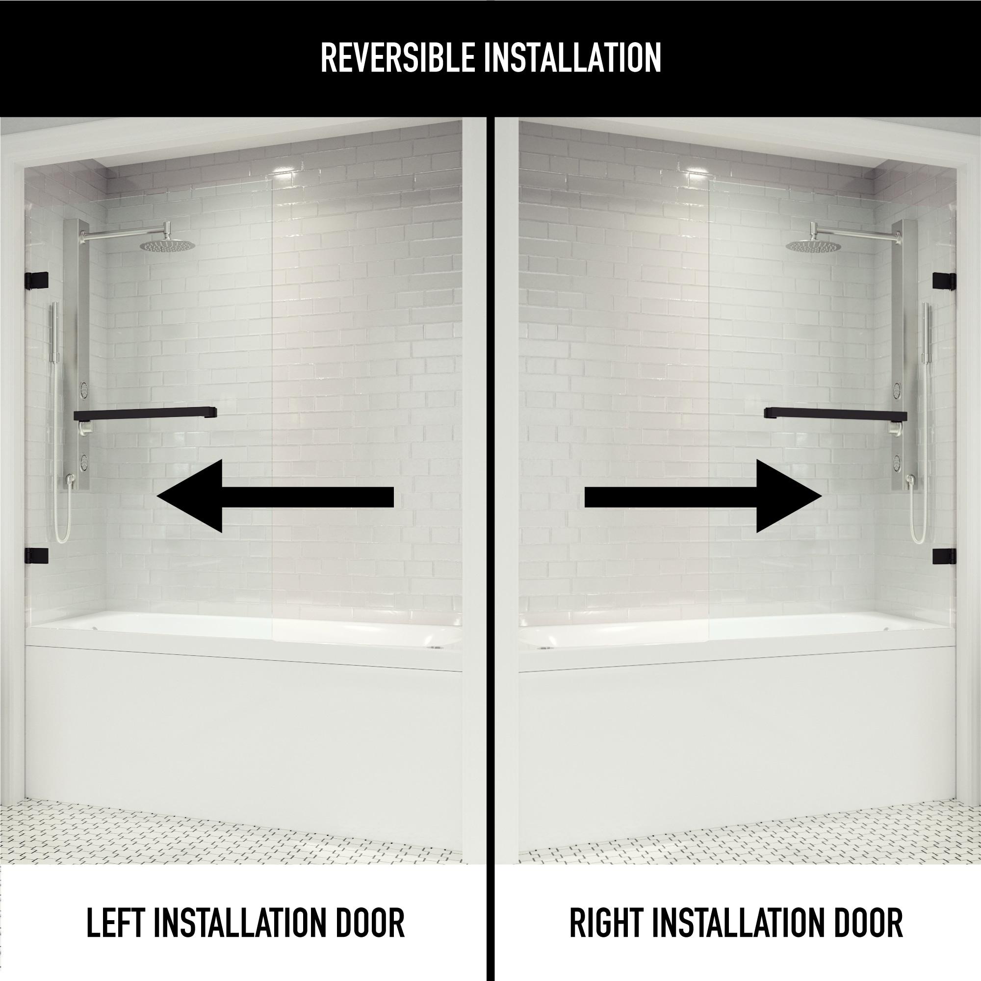 Rialto 34" W x 58" H Hinged Frameless Tub Door with with 5/16" Glass