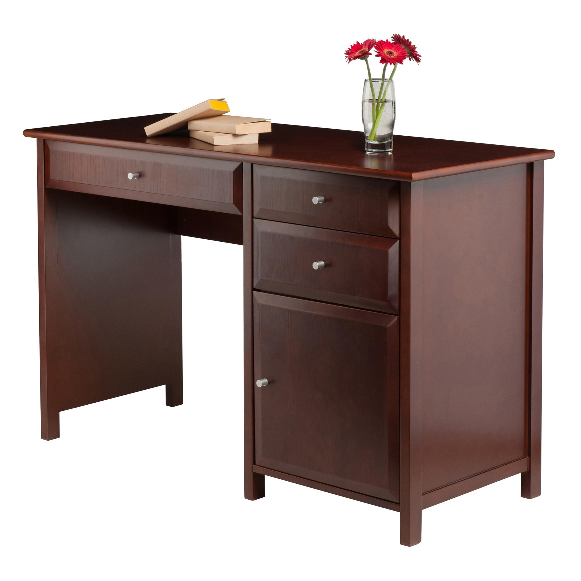 Delta Office Writing Desk Walnut - Winsome: Adult Assembly, Wood Composite Frame, No Storage