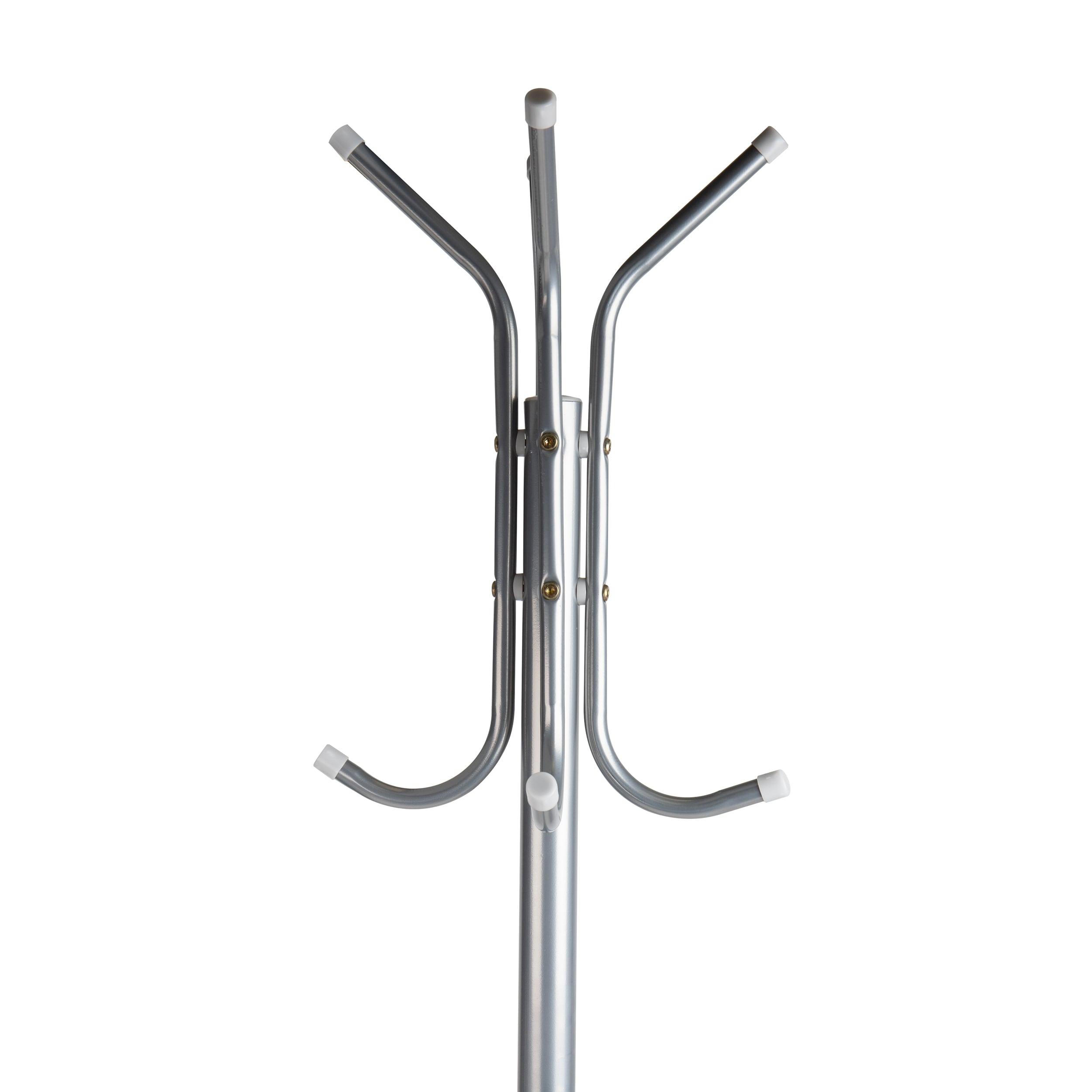 Mind Reader Standing Metal Coat Rack, 11 Hooks, Silver