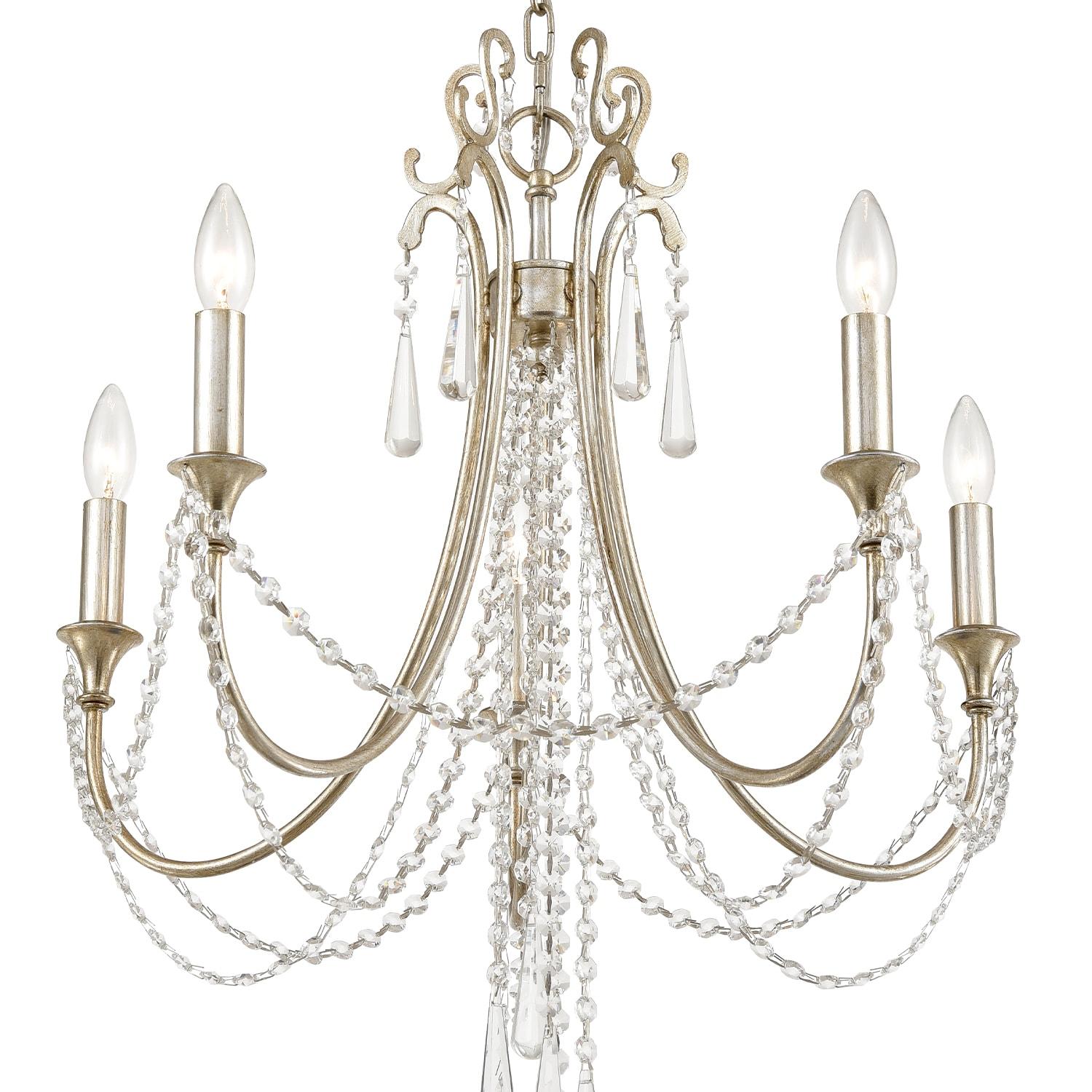 Crystorama Lighting Group Arc-1905-Cl-Mwp Arcadia 5 Light 24" Wide Crystal Candle Style