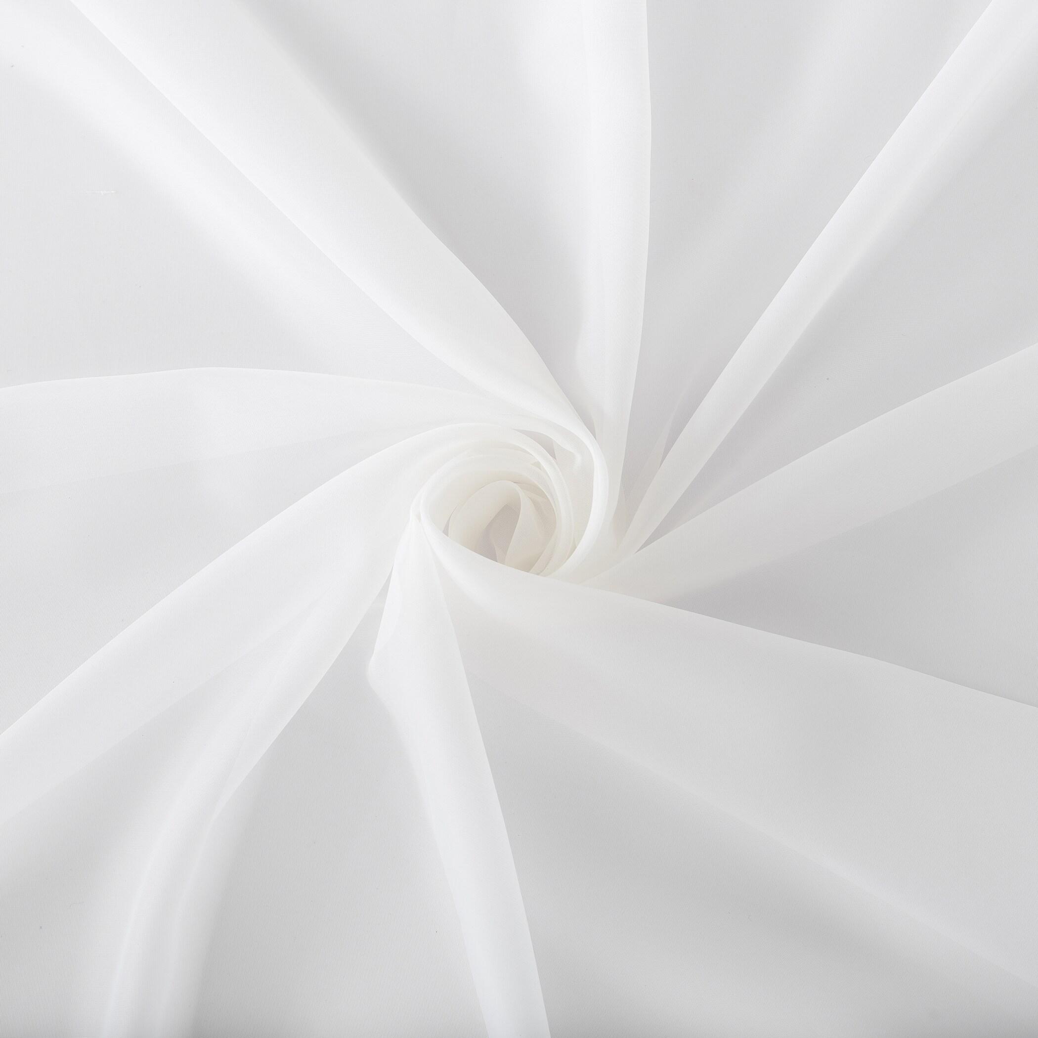 59"x95" No. 918 Sheer Emily Voile Tab Top Curtain Panel White: Sheer Curtain Panels, Machine Washable, Indoor Use