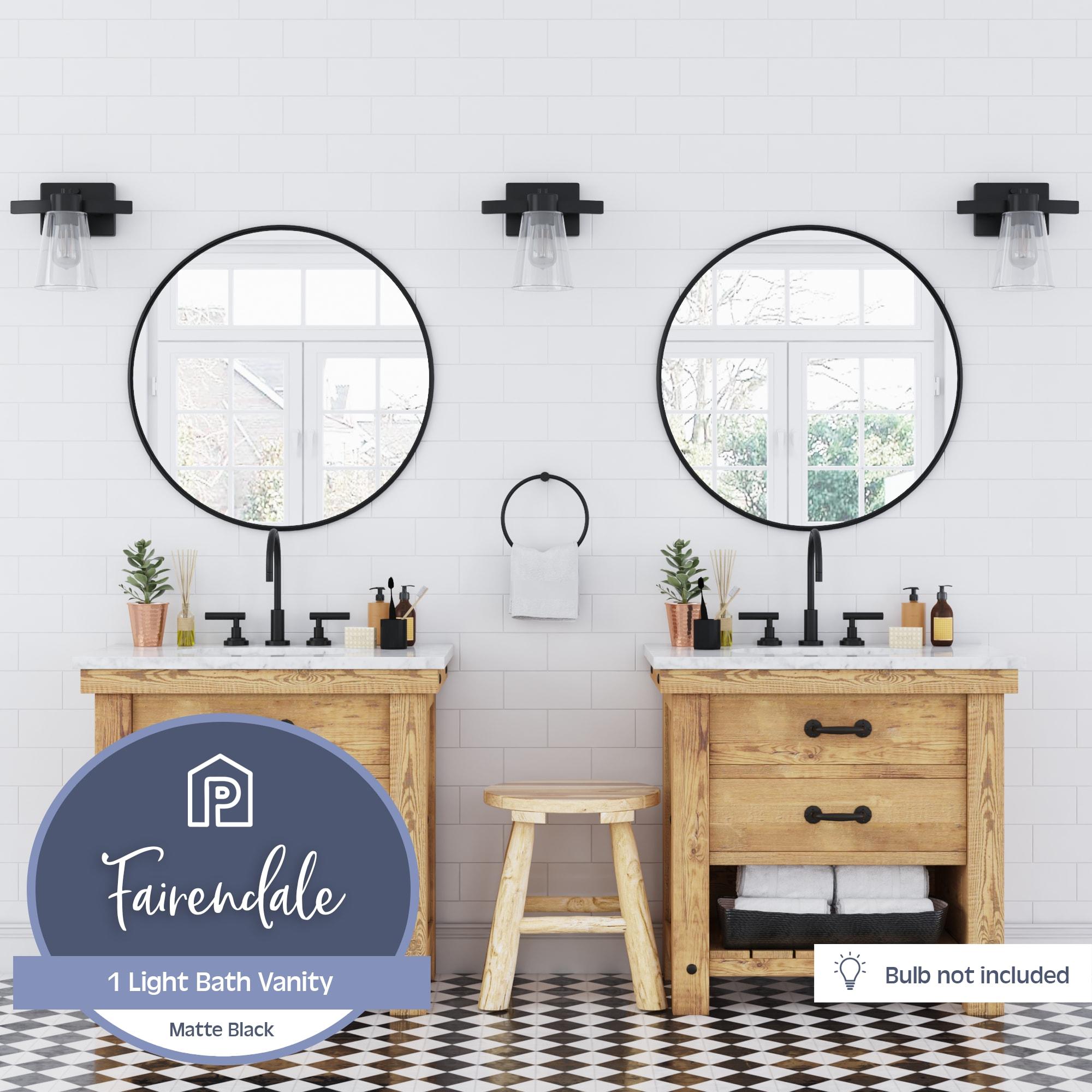 Prominence Home Fairendale 1-Light Matte Black Bathroom Vanity Light with Clear Glass Shade