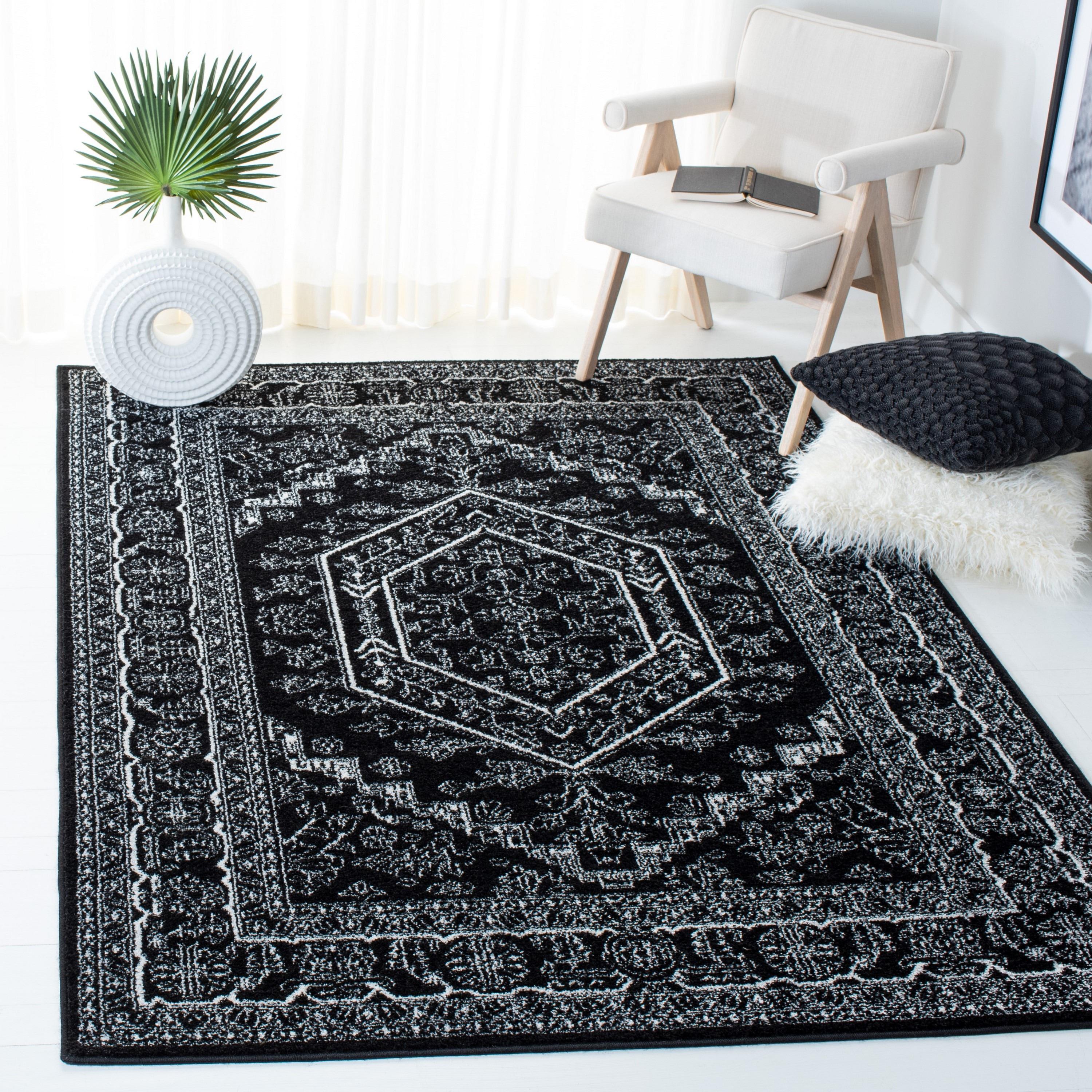 Adirondack ADR108 Power Loomed Area Rug - Black/Ivory - 5'1"x7'6" - Safavieh.