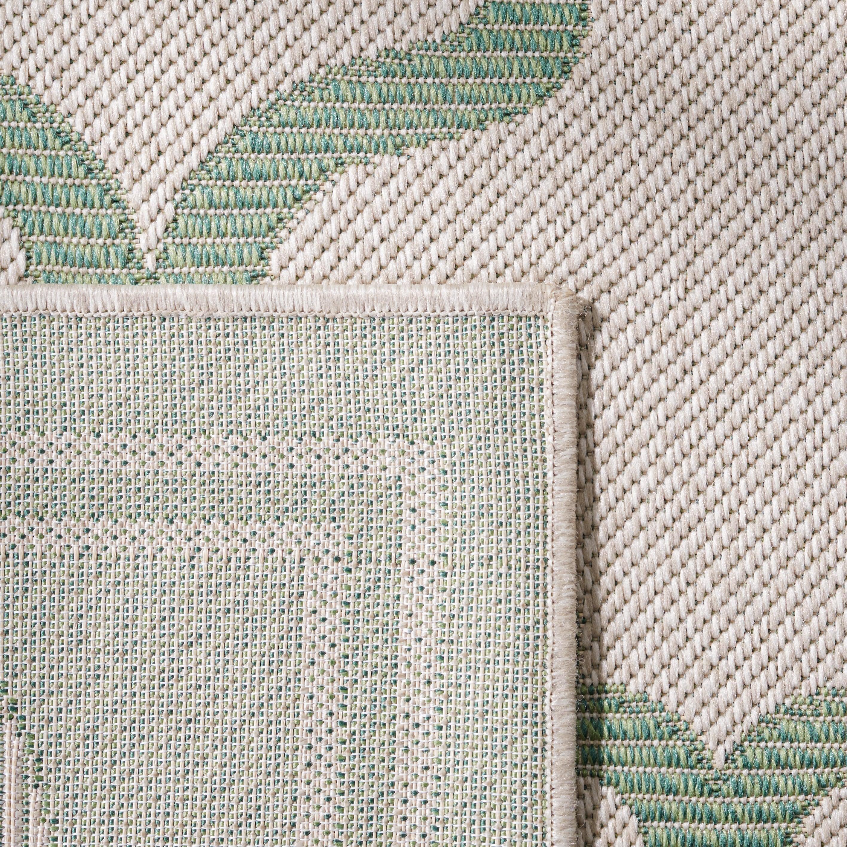 SAFAVIEH Bermuda Tamaya Geometric Machine Washable Indoor/Outdoor Area Rug, Beige/Green, 3' x 5'