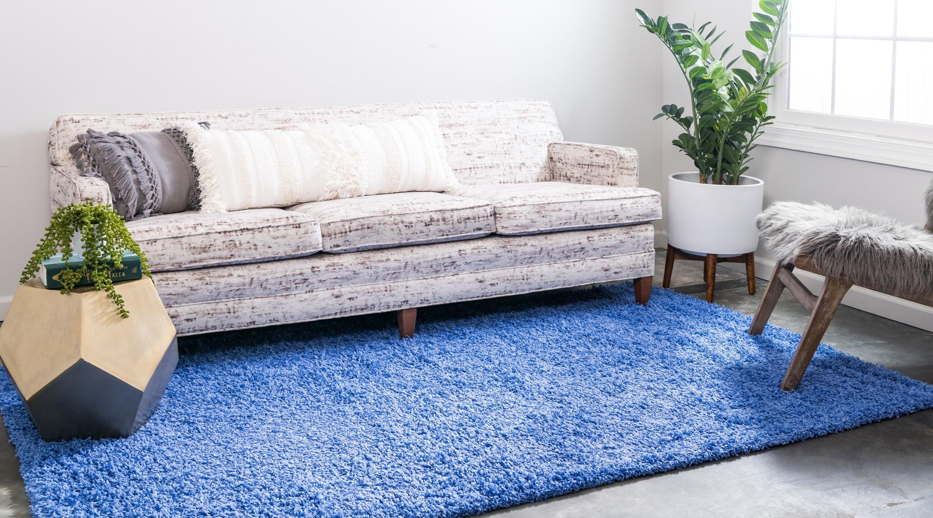 Unique Loom 8' 0 x 11' 0 Rectangle Solid Shag Periwinkle Blue Area Rug