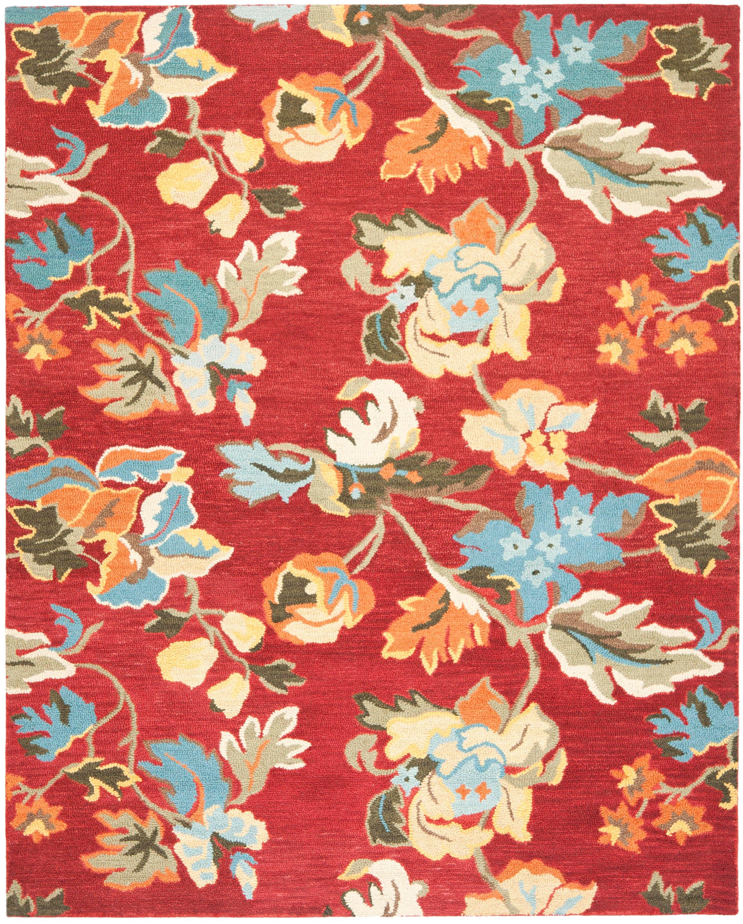 Blossom BLM672 Hand Hooked Area Rug - Red/Multi - 8'x10' - Safavieh.