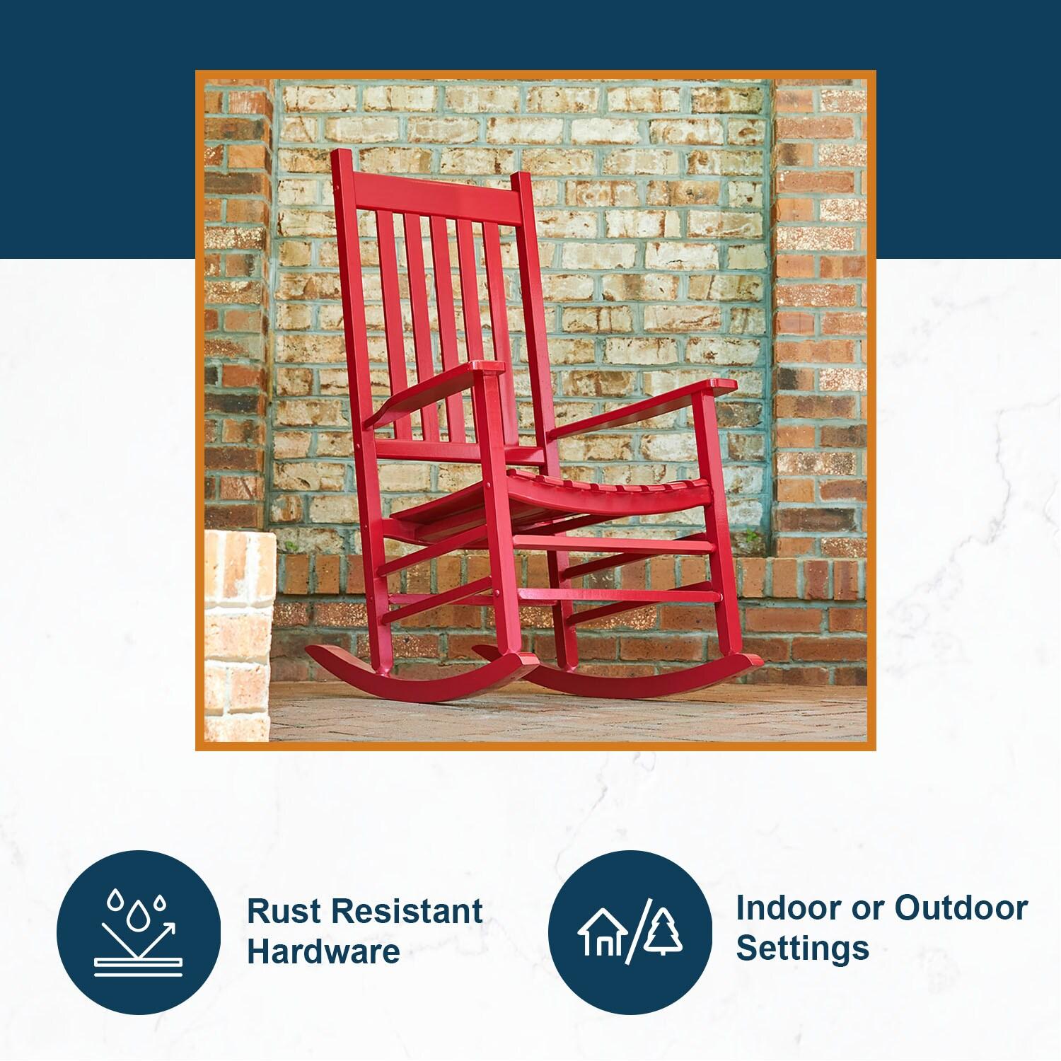 Shine Company Vermont Hardwood Outdoor Porch Patio Rocker Chair, Chili Pepper