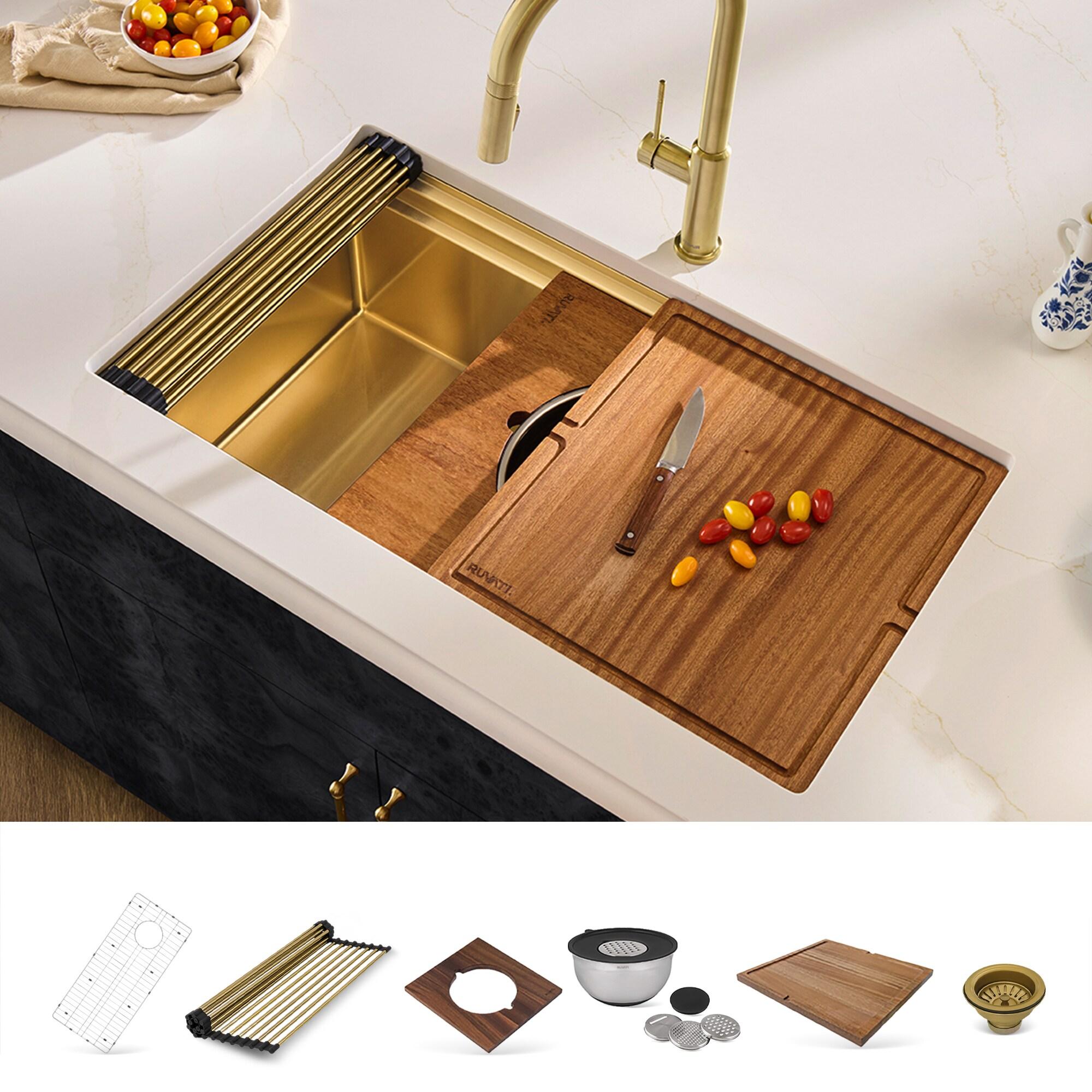 Ruvati 20 x 14 inch Semi-Recessed Drop-in Topmount Rectangular Bathroom Sink