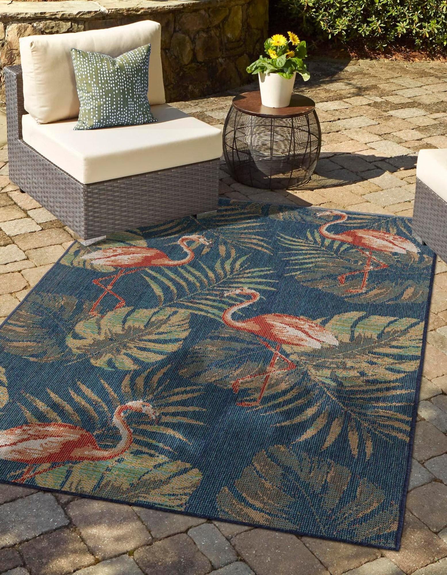 Unique Loom Baja Outdoor Collection Area Rug - Tijuana (6'  x 9' Rectangle Navy Blue/Gray)