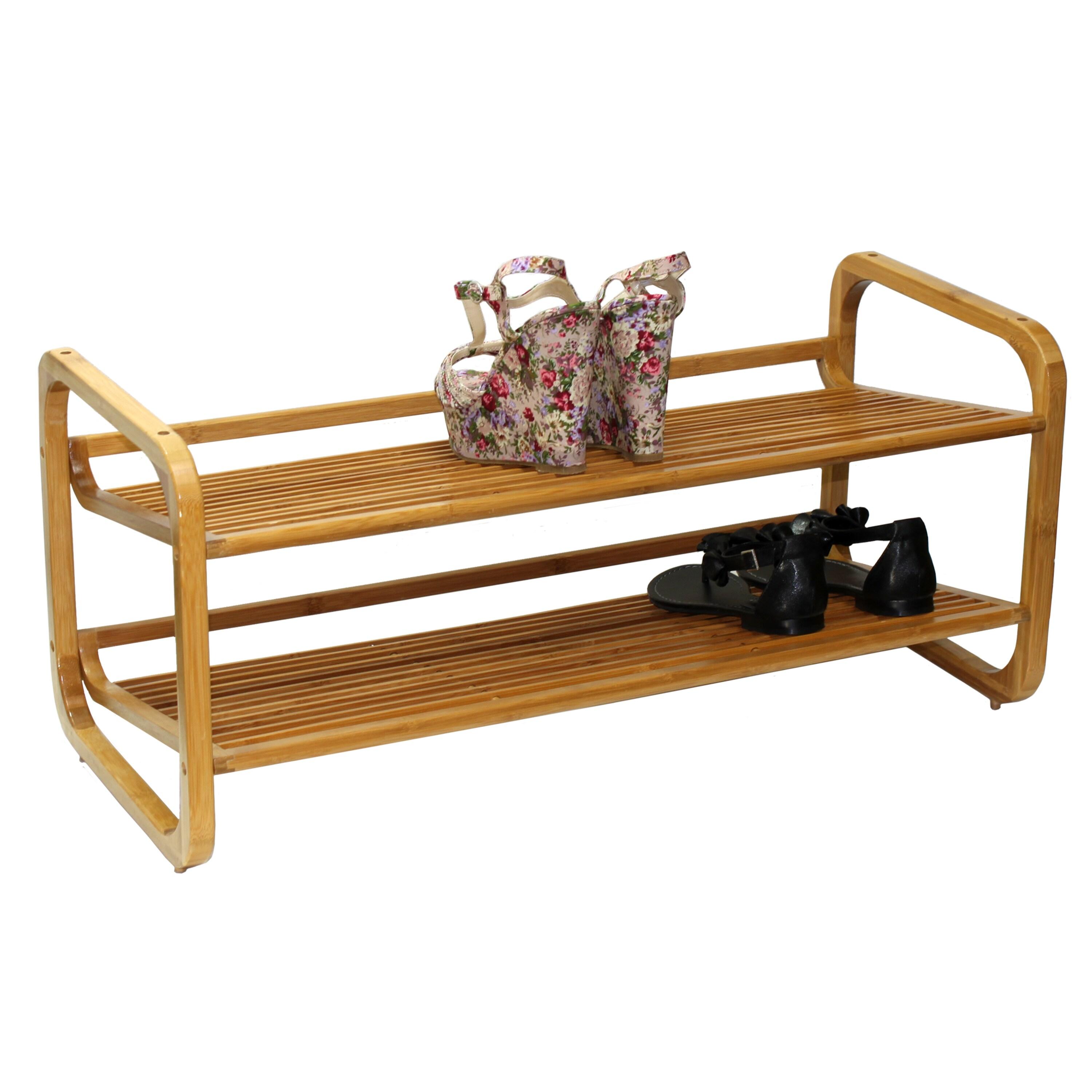 8 Pair Stackable Solid Wood Shoe Rack