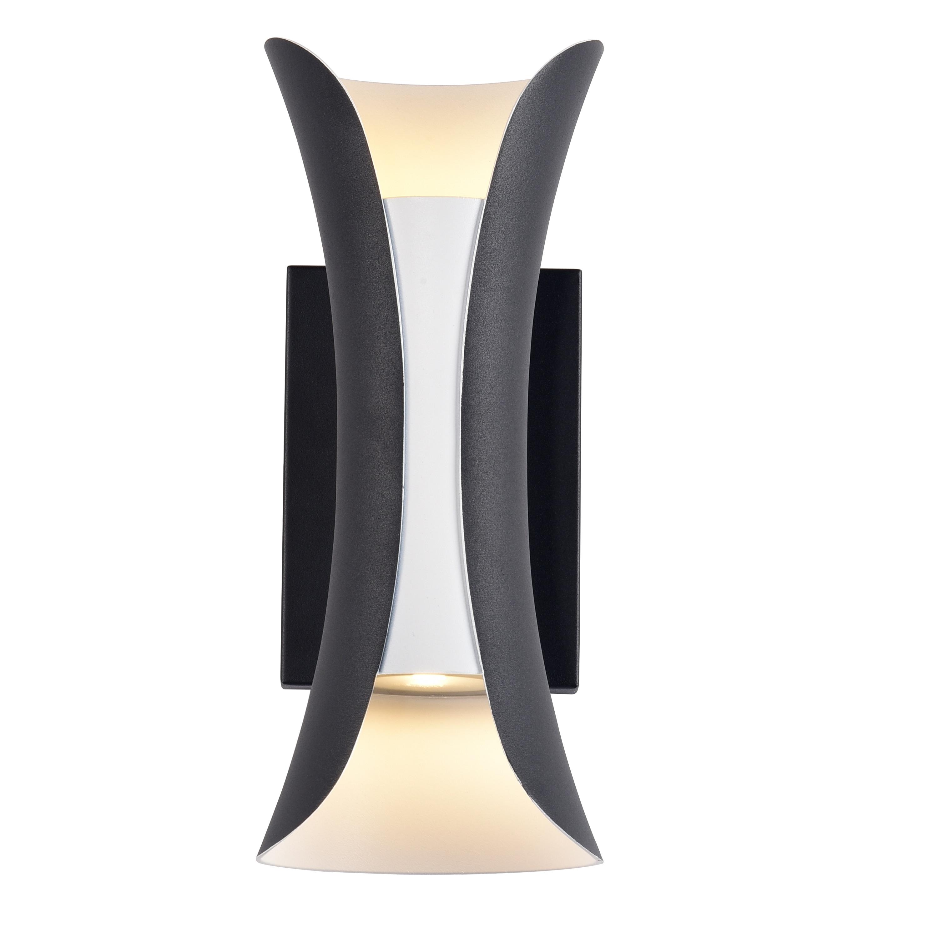 C Cattleya LED 2-Light Outdoor Wall Sconce, Wall Light Fixture-Black and White Finish