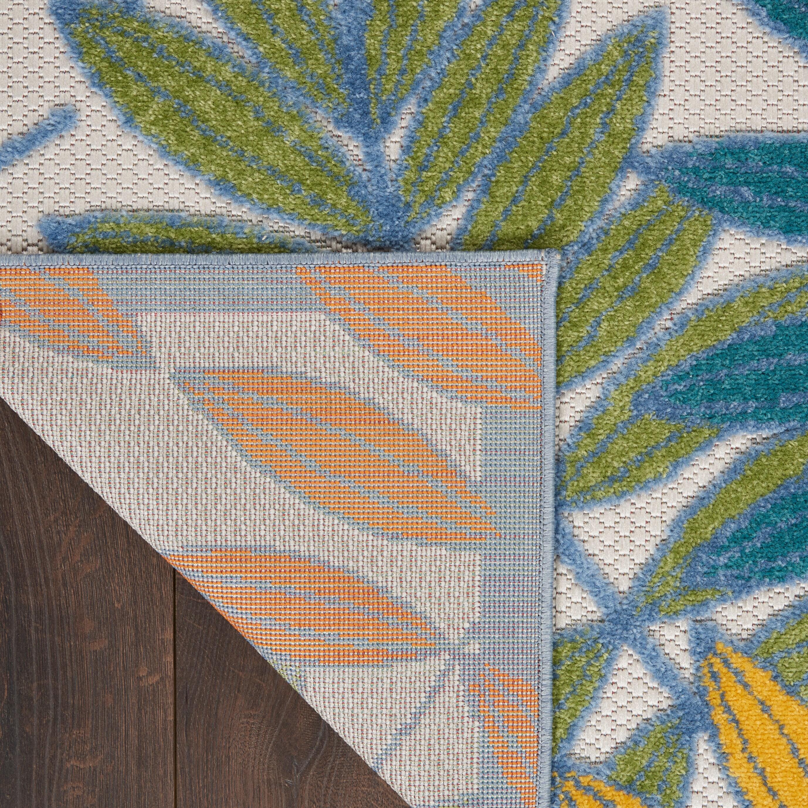 Nourison Aloha Floral Leaf Flatweave High-Low Indoor Outdoor Area Rug Ivory/Multi 2'8" x 4'