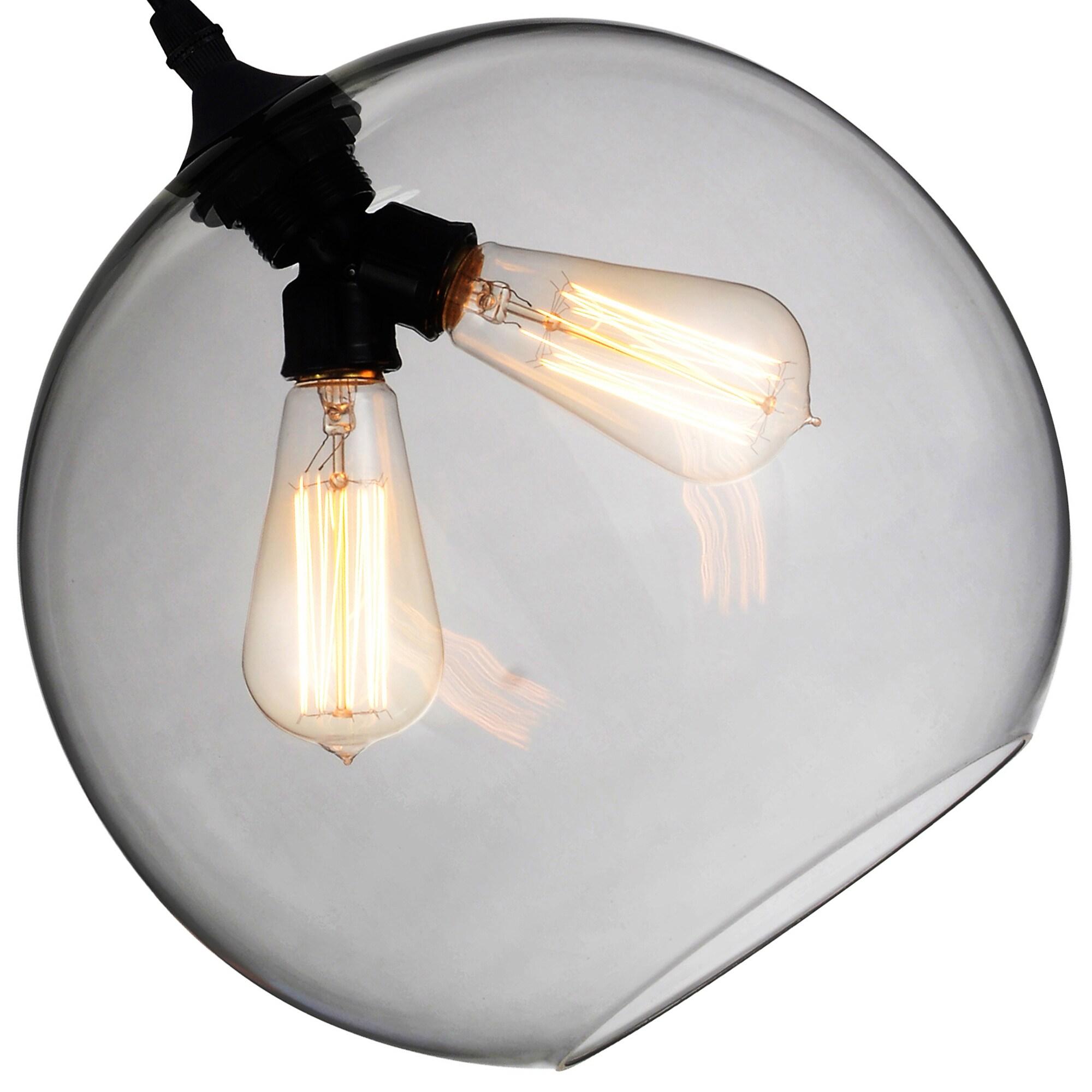 CWI Lighting 2 Light Contemporary Glass Mini Pendant in Black Smoke