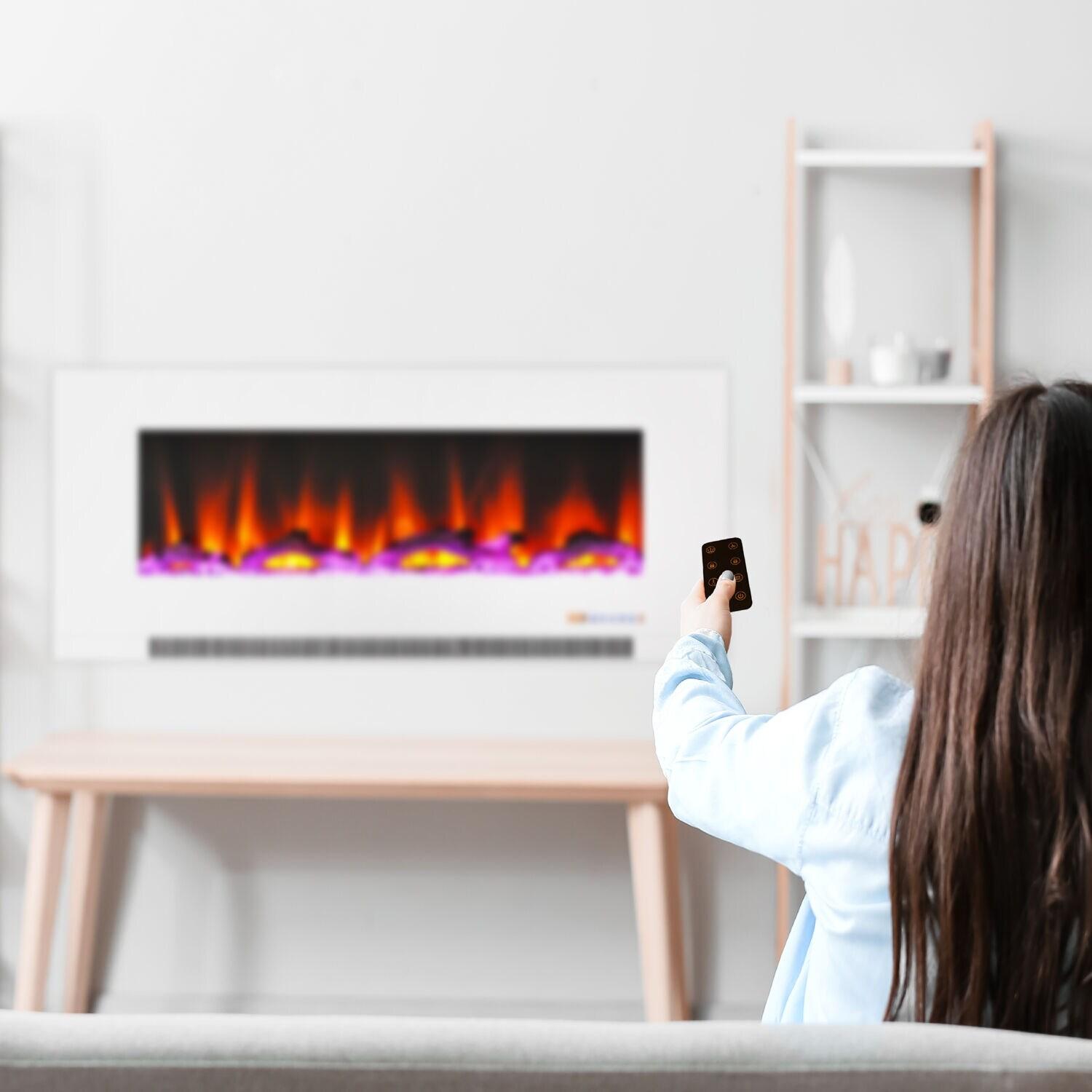 Cambridge Cambridge Wall Mount Electric Fireplace Heater with Remote Control for Indoor Use in Living Room, Bedroom, Home Office