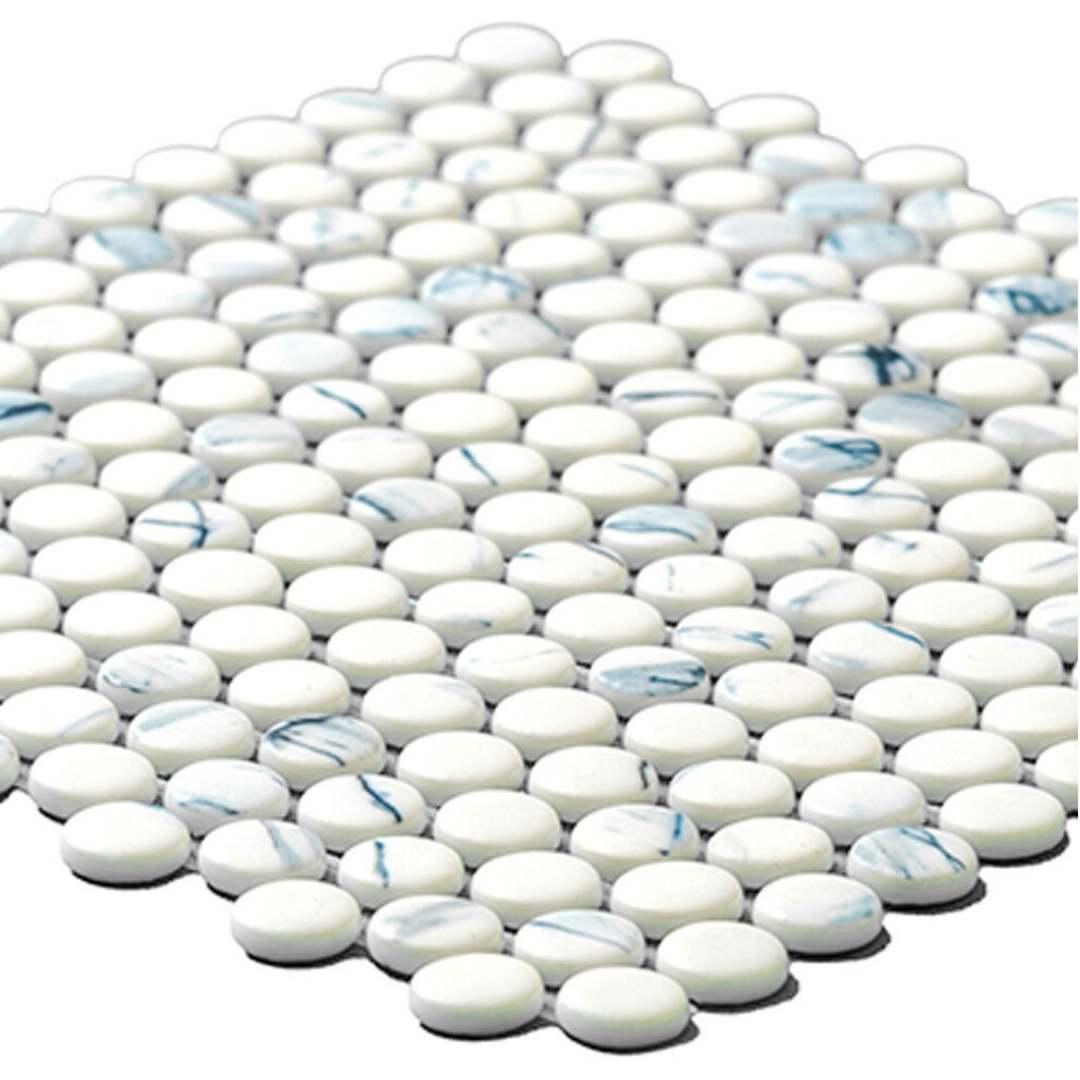 The Tile Life Eterna Penny 12" x 12" Calacatta Blue Glass Floor and Backsplash Wall Tile, 4x4 Sample