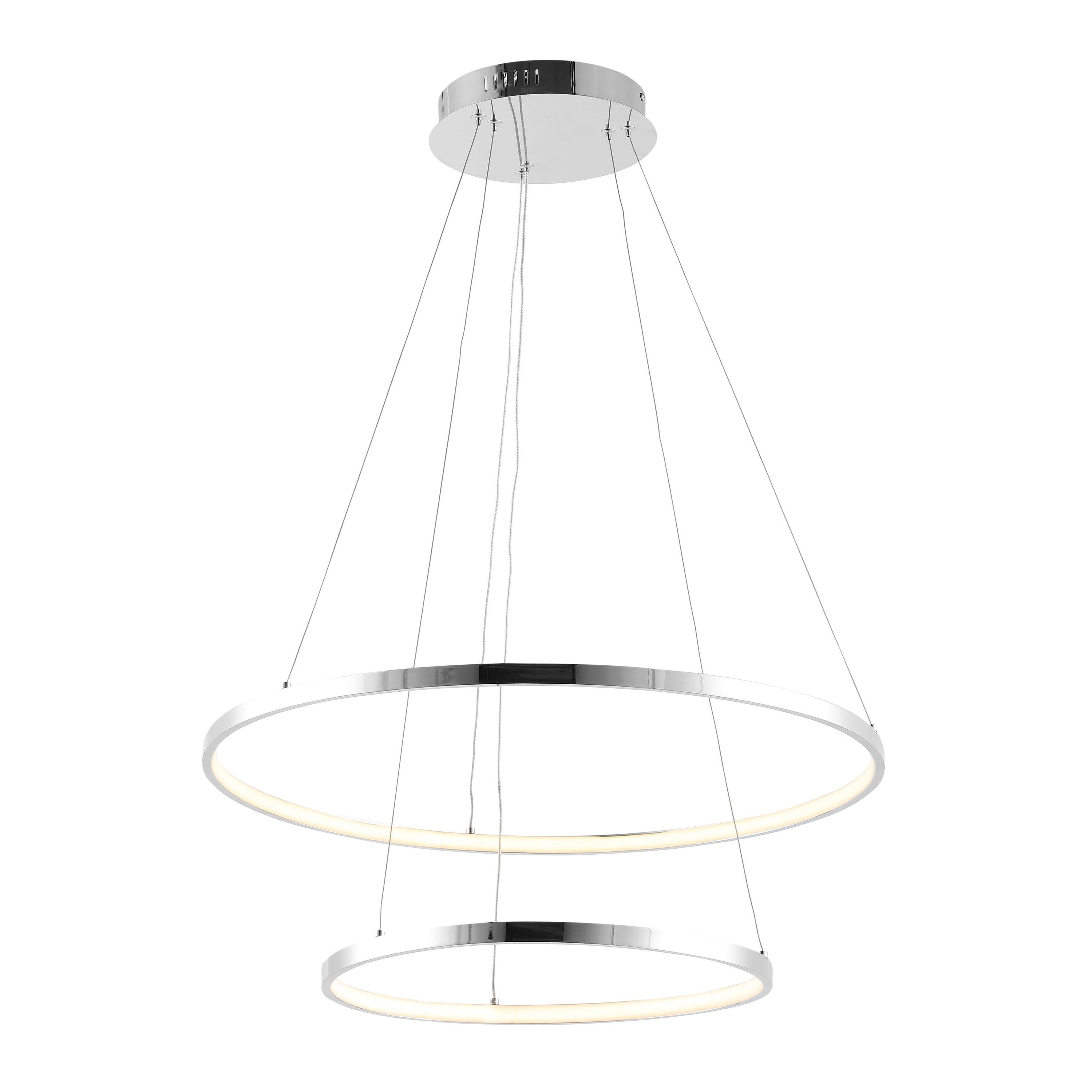 Brice 24″ 2-Light Modern Bohemian Iron Integrated LED Pendant, Chrome