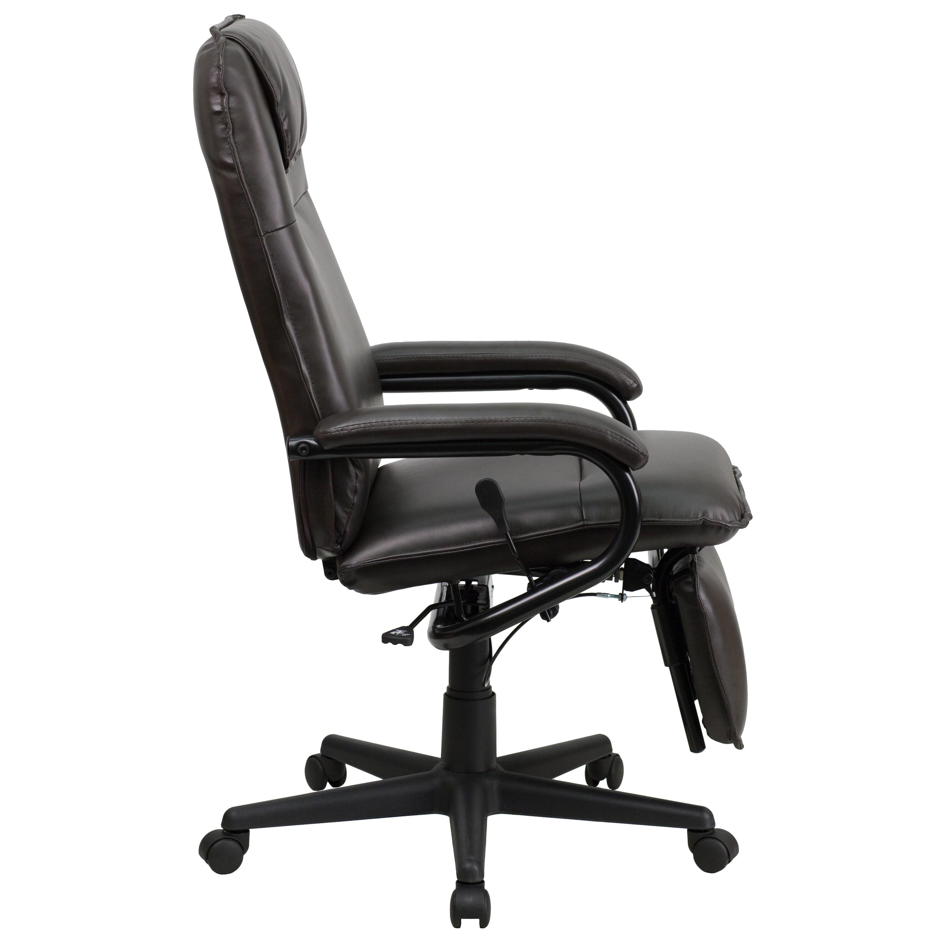 Flash Furniture High Back Brown LeatherSoft Executive Reclining Ergonomic Swivel Office Chair with Arms