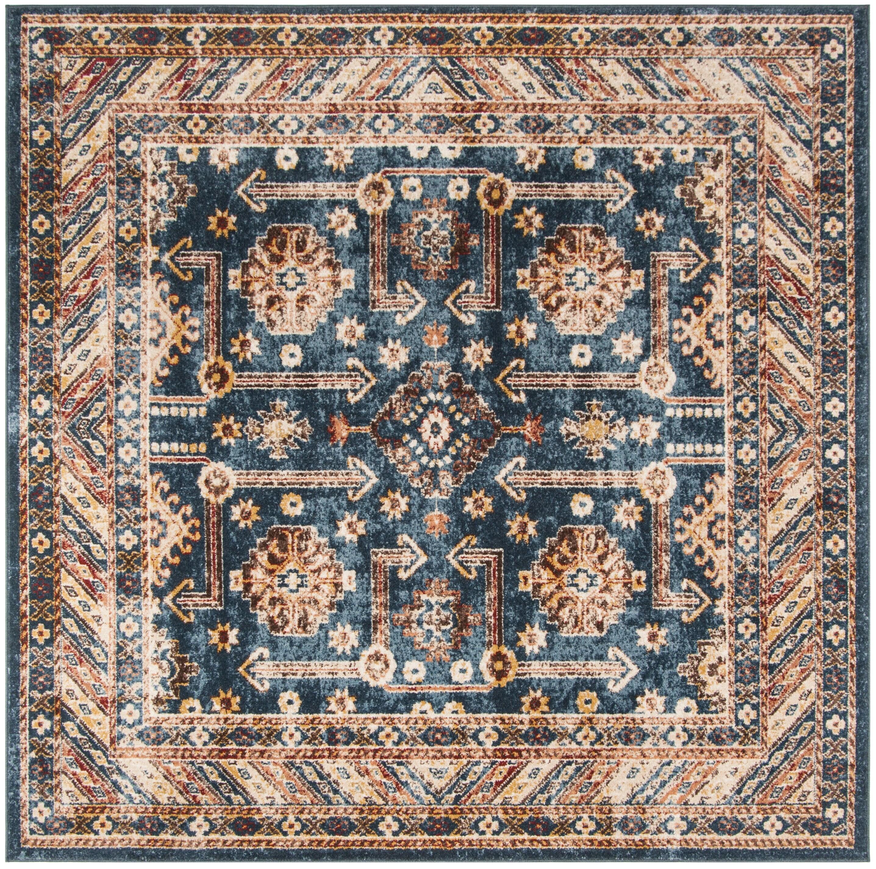 Safavieh Bijar Collection Traditional Oriental Vintage Runner Rug-Color:Royal/Ivory,Shape:Square,Size:6'-7" X 6'-7"