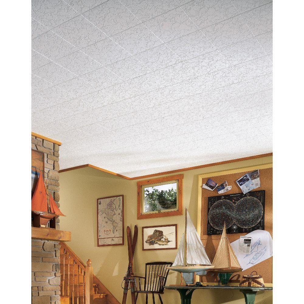 Grenoble 1 ft. x 1 ft. Drop-In Mineral Fiber Ceiling Tile in White (Set of 40)