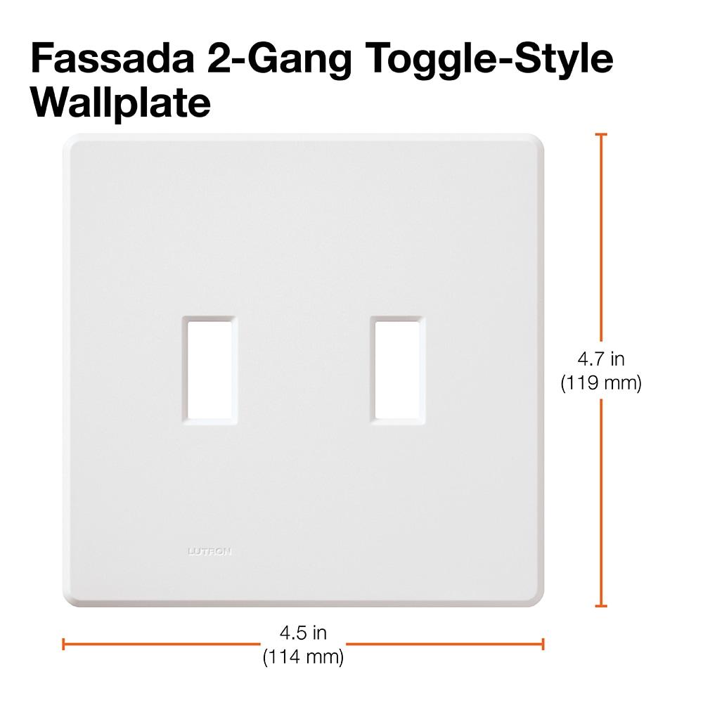 White 2-Gang Screwless Wall Plate for Toggle Switches