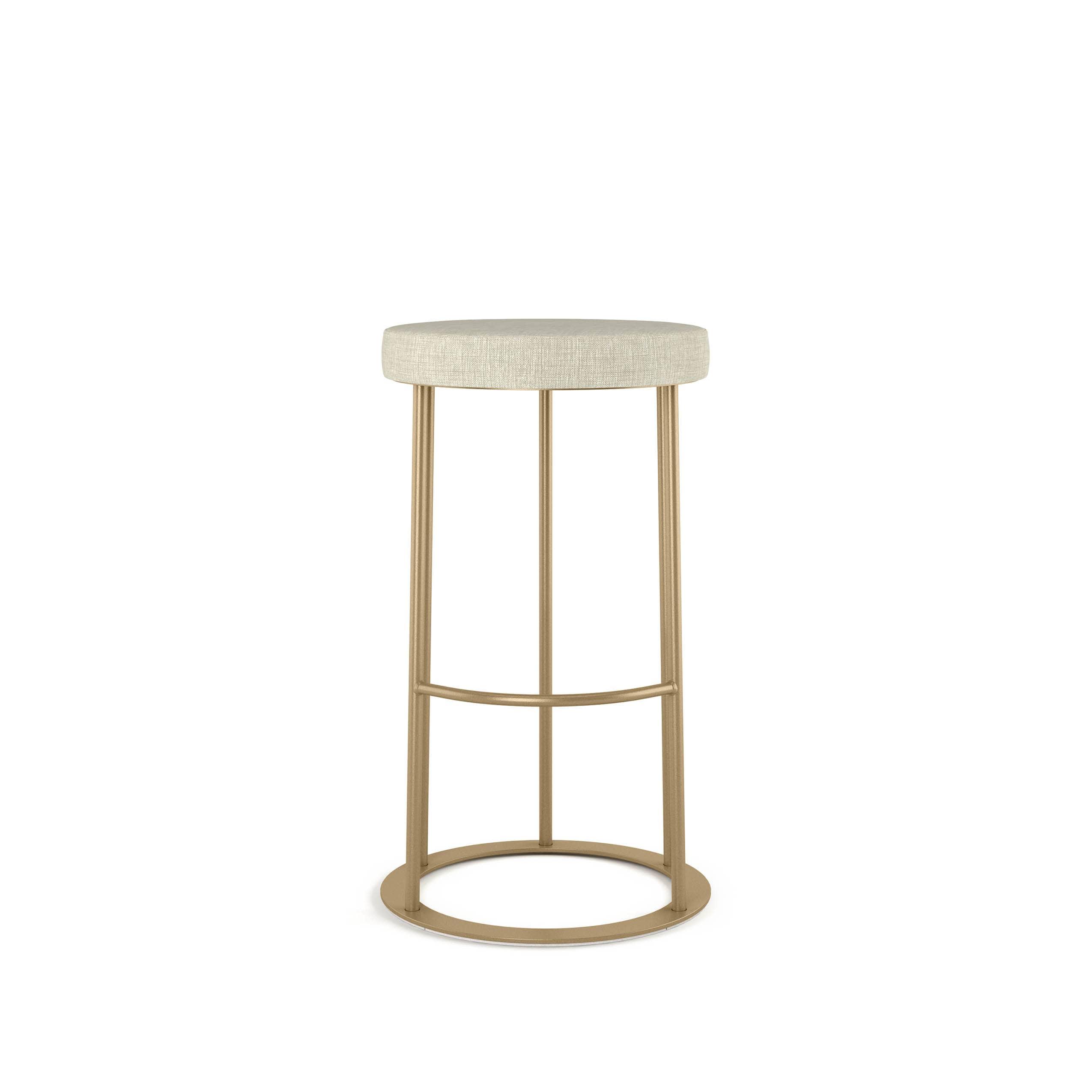 Amisco Iris 30 In. Bar Stool - Light Beige PVC / Golden Metal