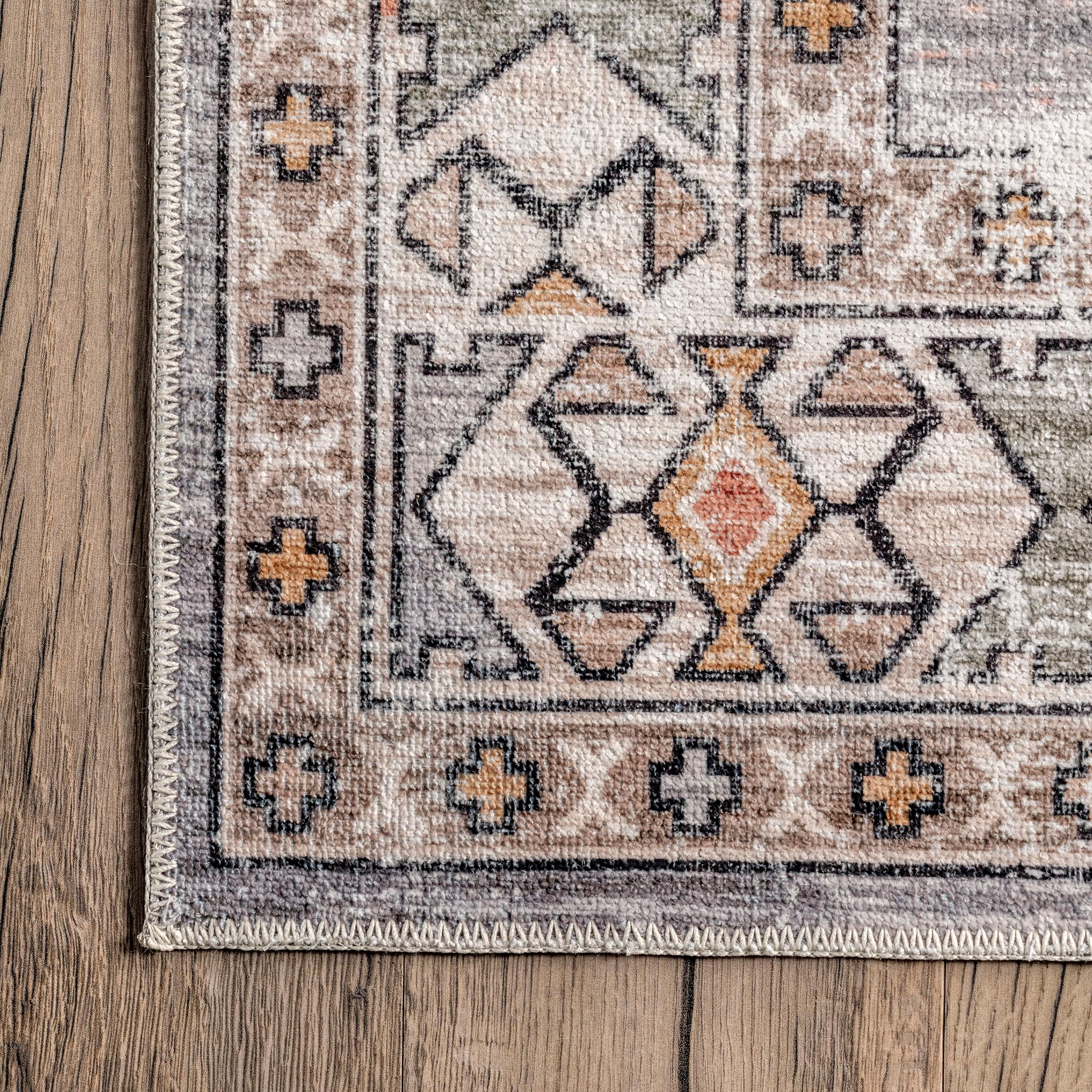 Nuloom Mae Motif Pet Friendly Machine Washable Area Rug, 4' x 6', Brick