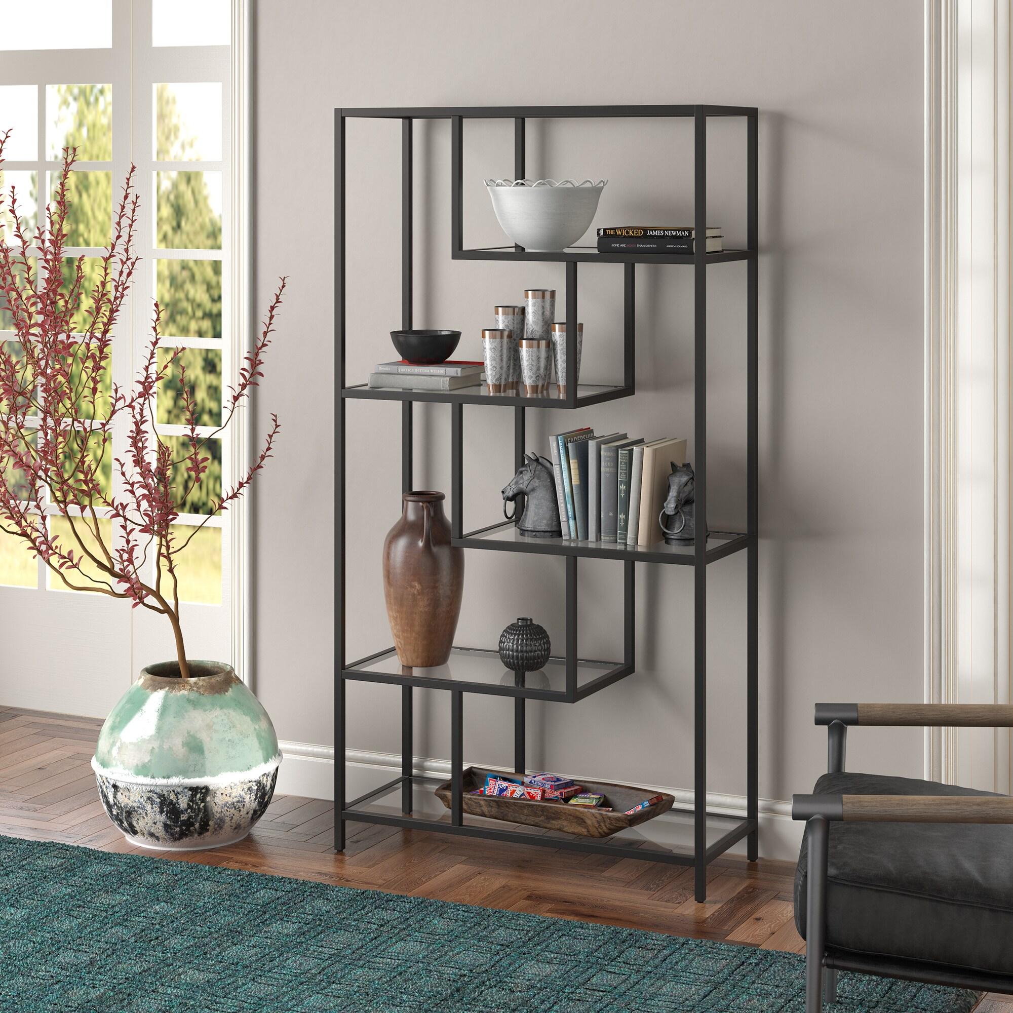 Evelyn&Zoe Isla 68" Tall Rectangular Bookcase, Blackened Bronze