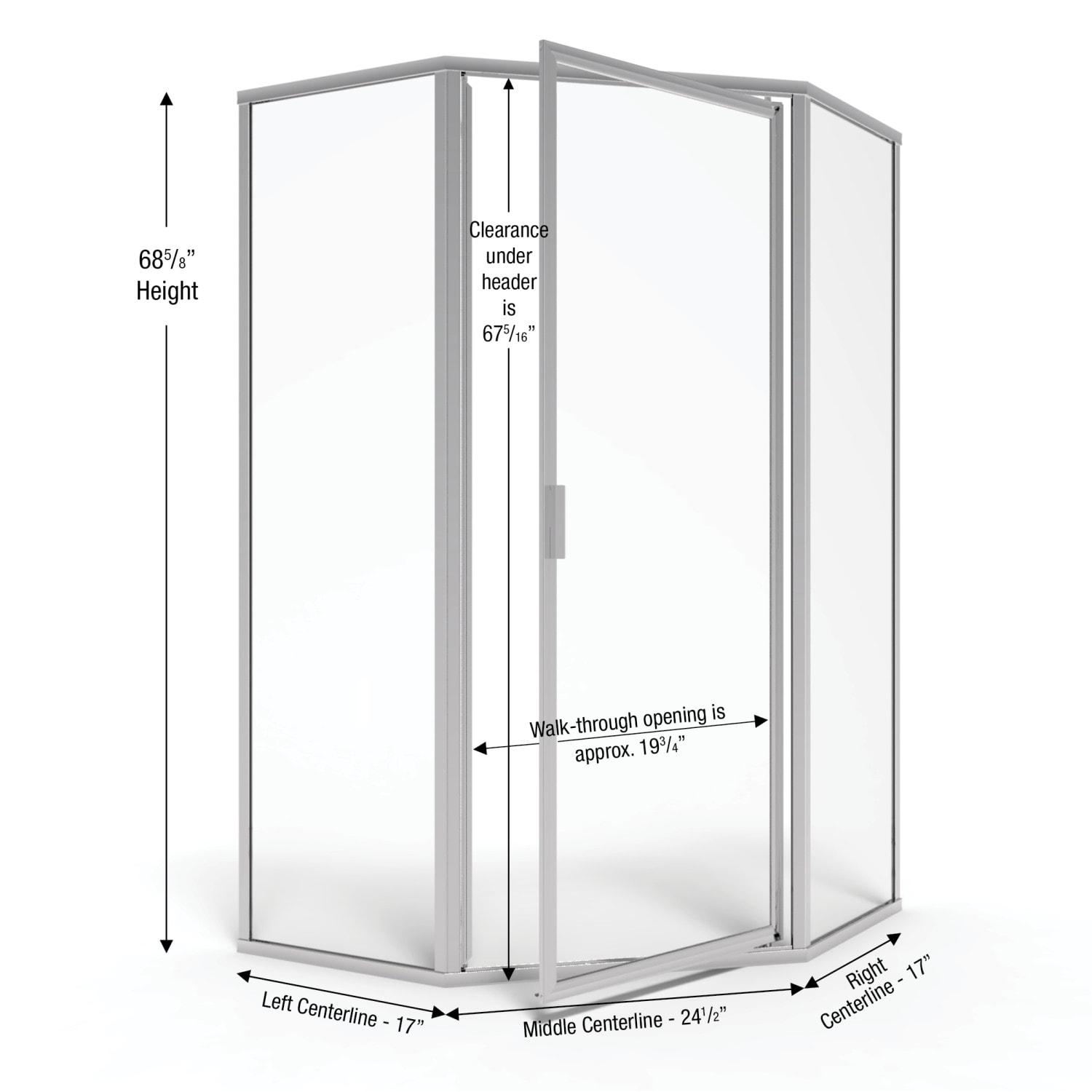 Deluxe 57.625'' W 65.12'' H Framed Neo-angle Reversible Shower Enclosure