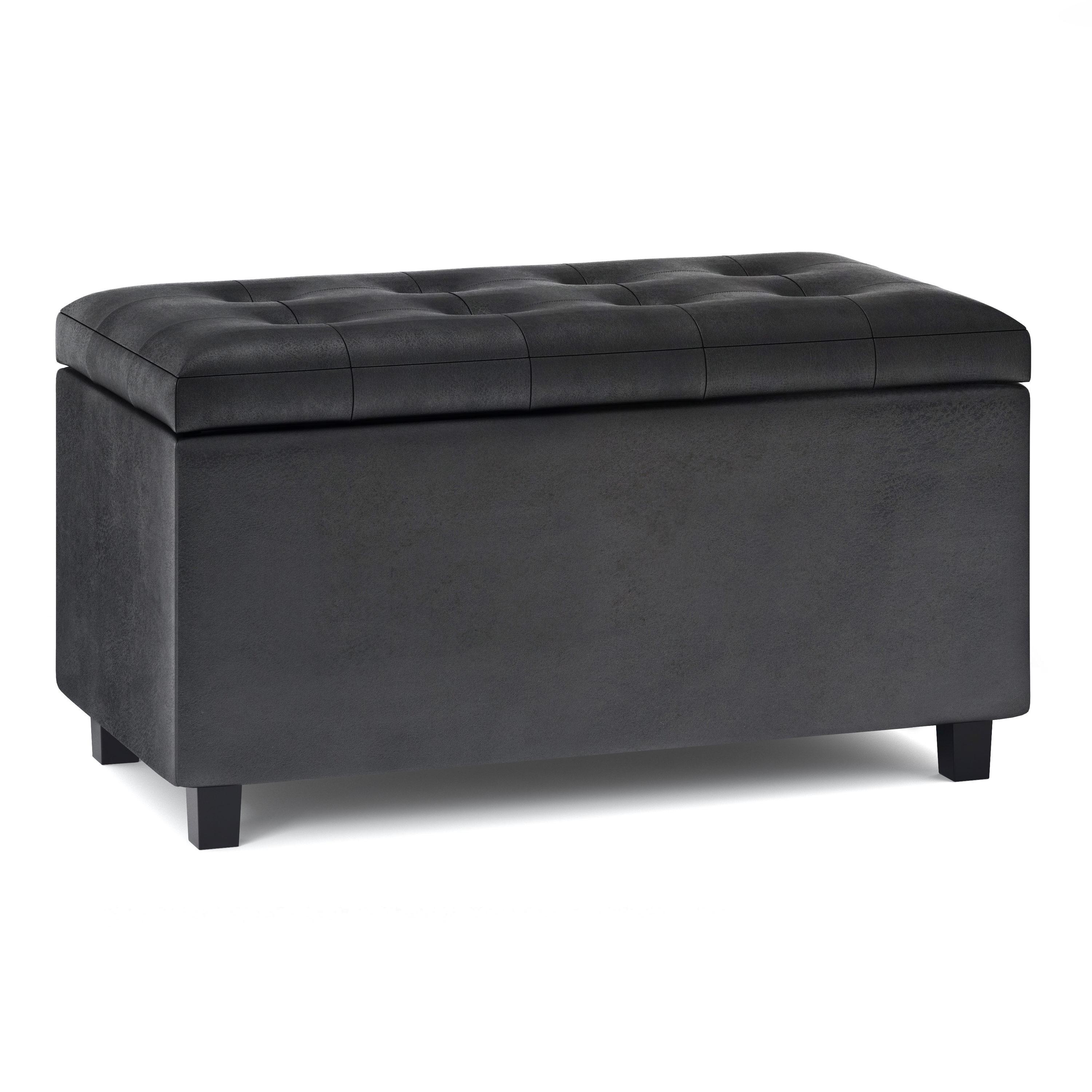 Simpli Home Cosmopolitan Faux Leather Ottoman