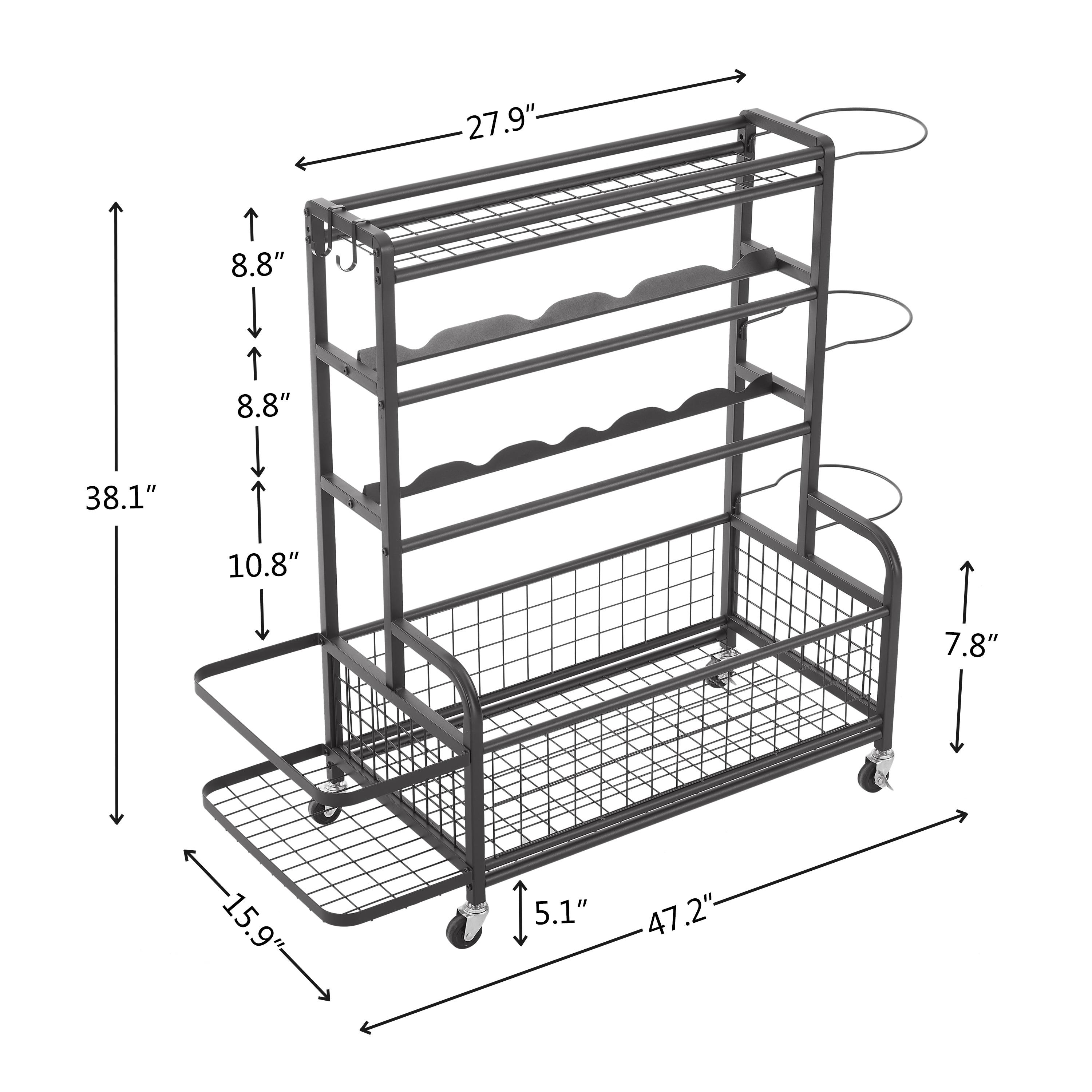 4-Tier Metal Storage Organizer with Rolling Wheels