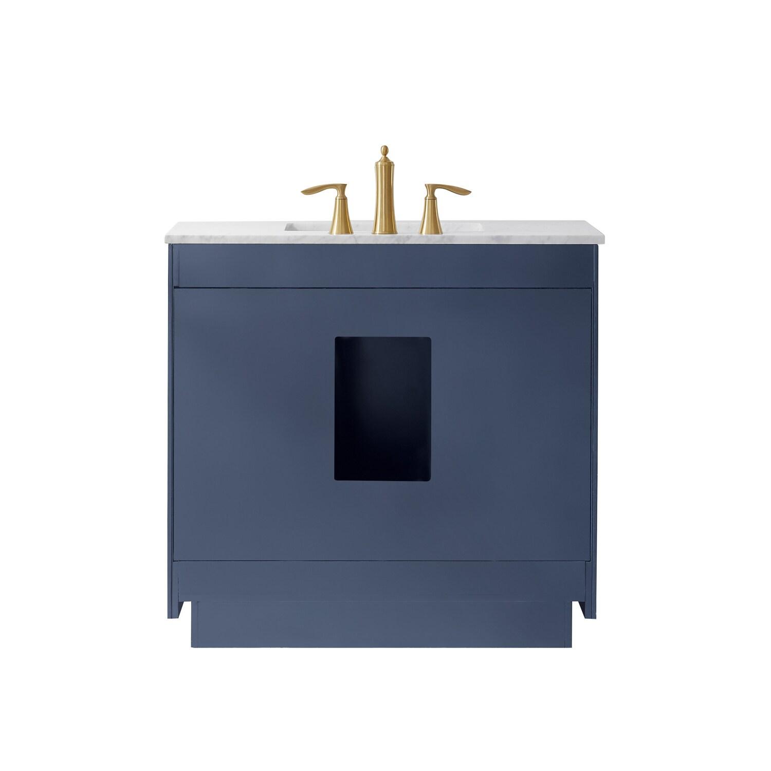 Ivy 36" Marble Countertop Single Vanity w/o Mirror Royal Blue