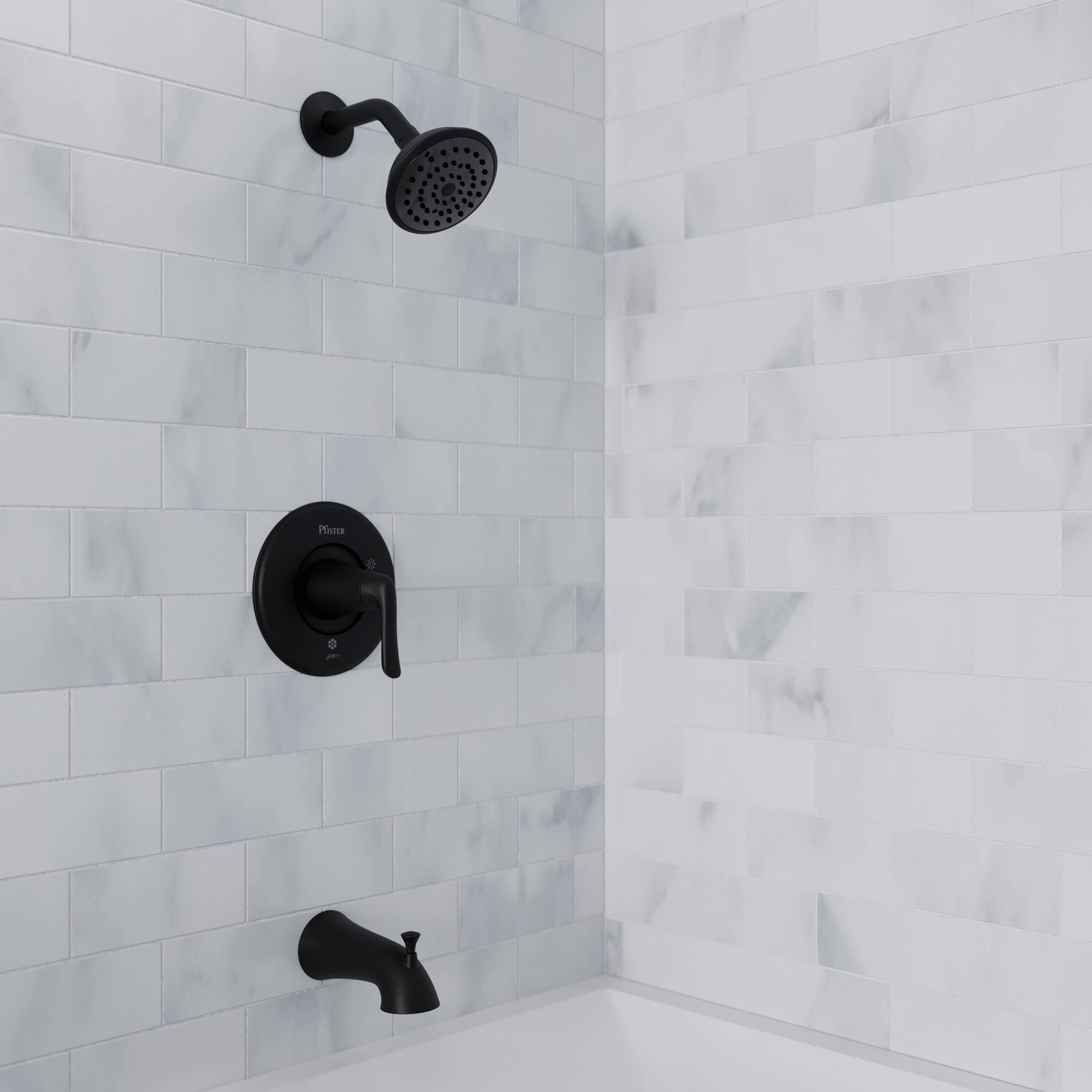 Pfister Willa Tub & Shower Trim Kit, Valve and Cartridge Included, 1-Handle, Spot Defense Matte Black Finish, 8P8WS2MALSSDB