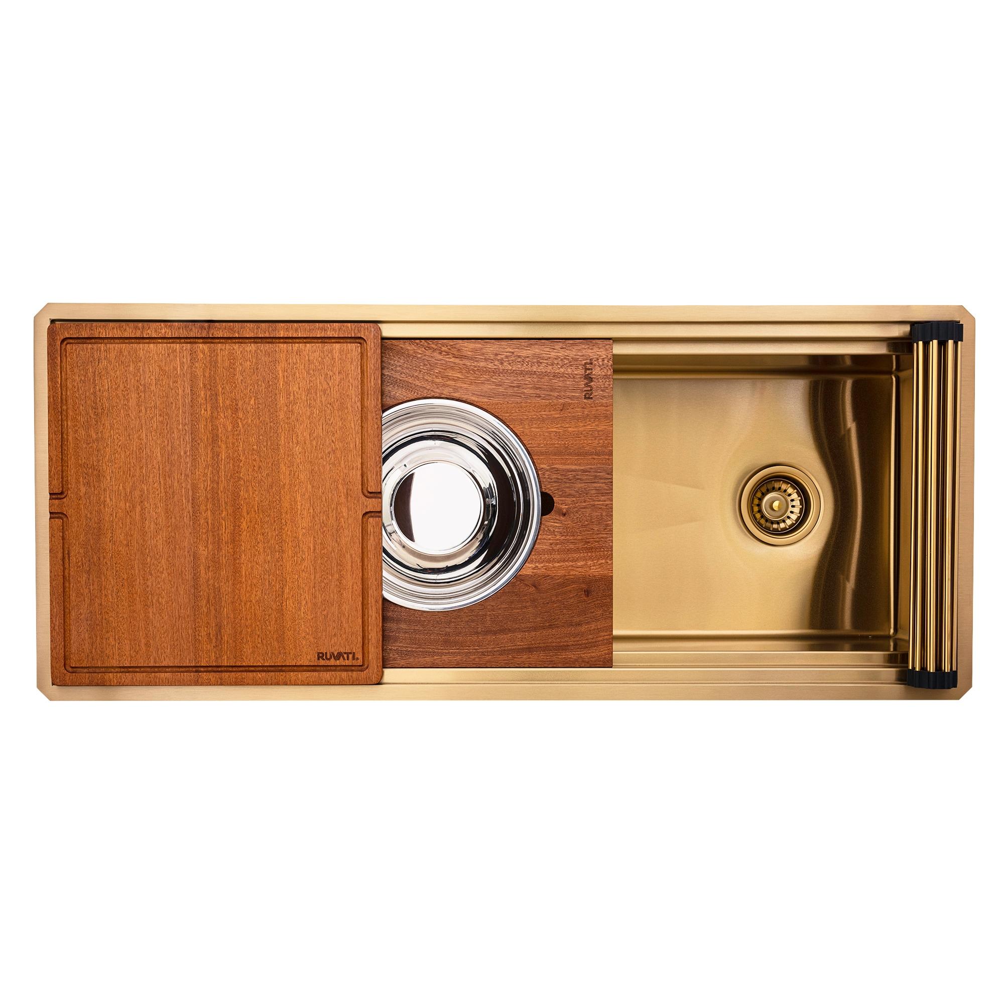 Ruvati 45-inch Stainless Steel Workstation Two-Tiered Ledge Undermount Kitchen Sink