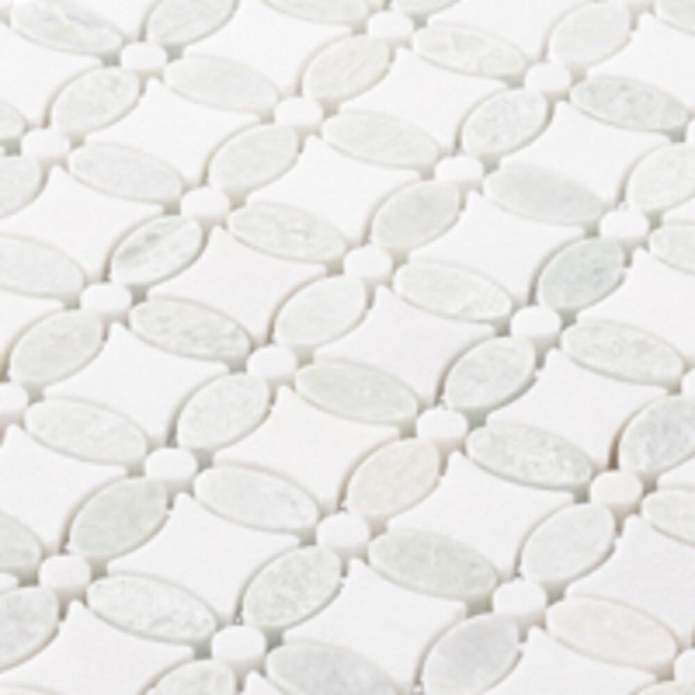SAMPLE-Martha Zummer White Novelty Marble Look Glossy Natural Stone Mosaic Wall & Floor Tile