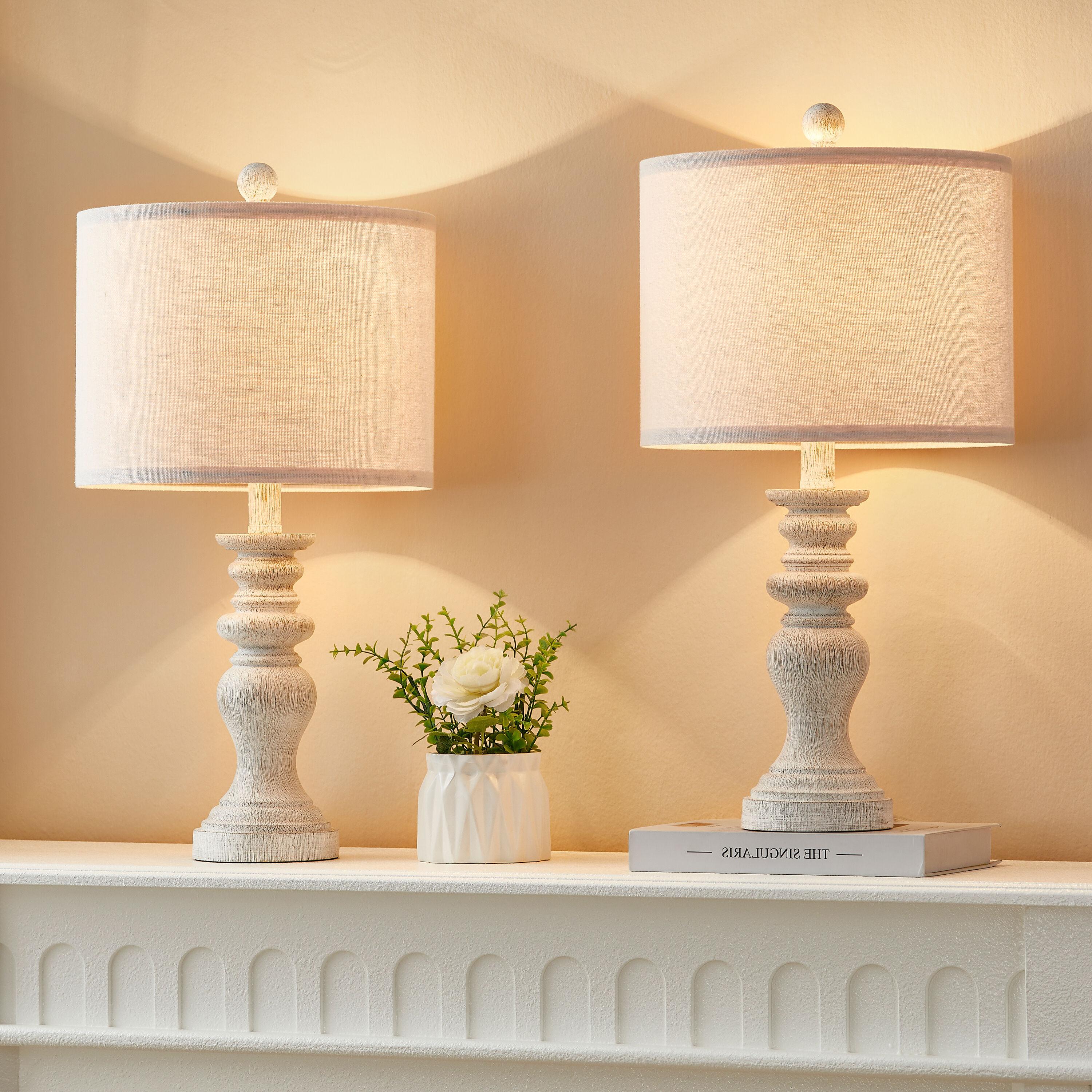 Kawoti  21.75" Farmhouse Table Lamp Set with Fabric Shade(Set of 2) - 11" W x 21.75" H