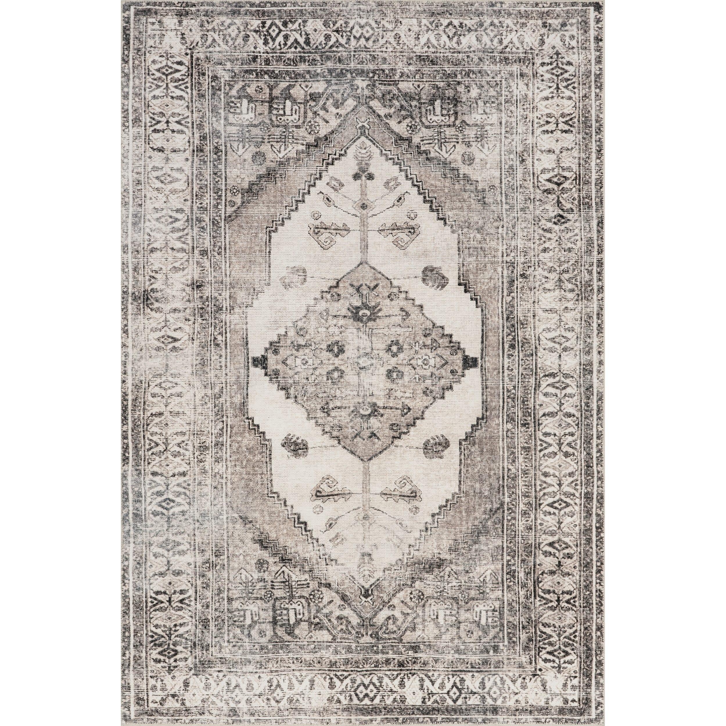 Nuloom Gladys Pet Friendly Machine Washable Vintage Medallion Area Rug, 3' x 5', Light Grey