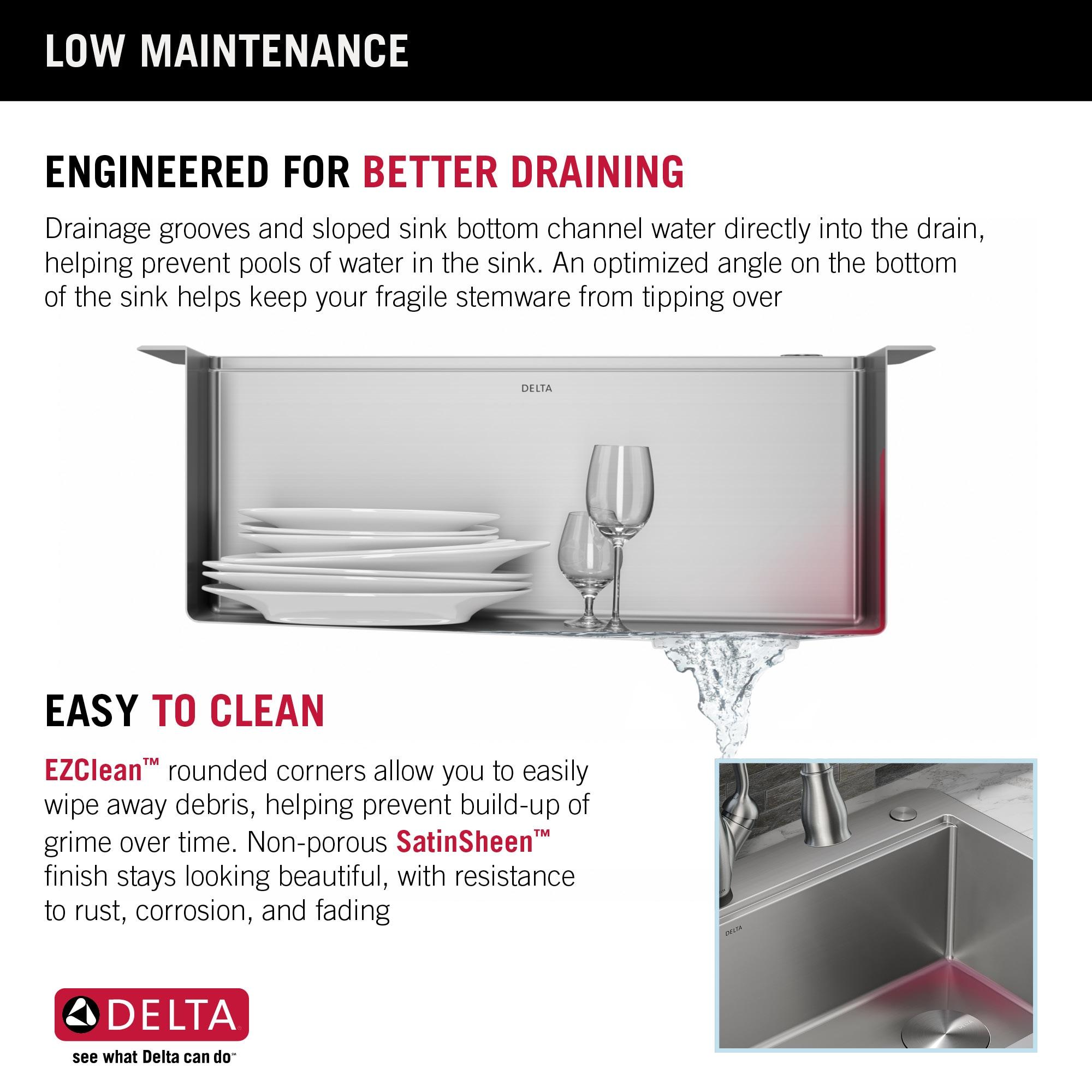 Delta Lorelai™ 25" L Workstation Kitchen Sink Drop-In Top Mount 16 Gauge Stainless Steel Single Bowl