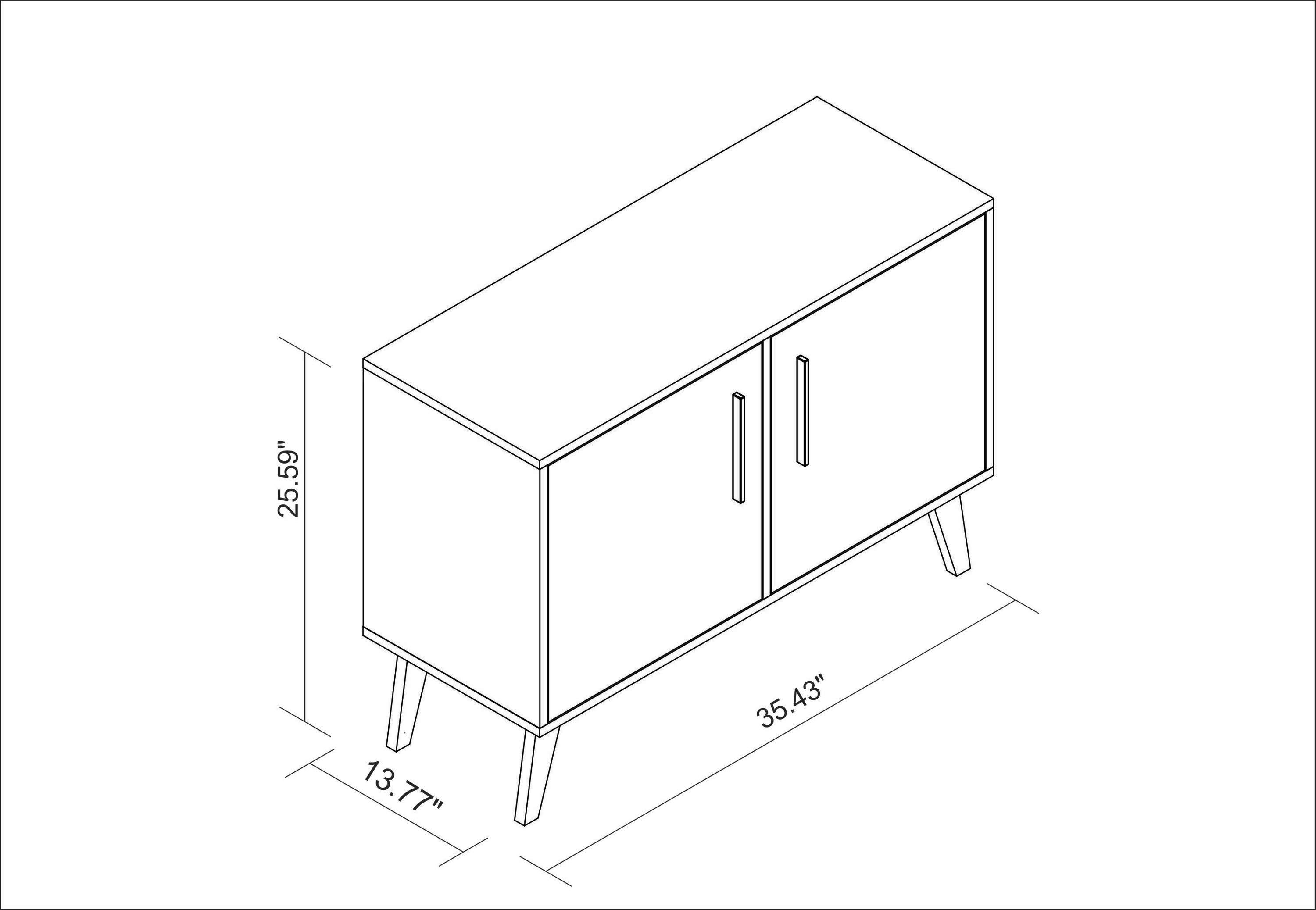 Amsterdam Double Side Table 2.0 White - Manhattan Comfort: Mid-Century Buffet, 2-Door Cabinet