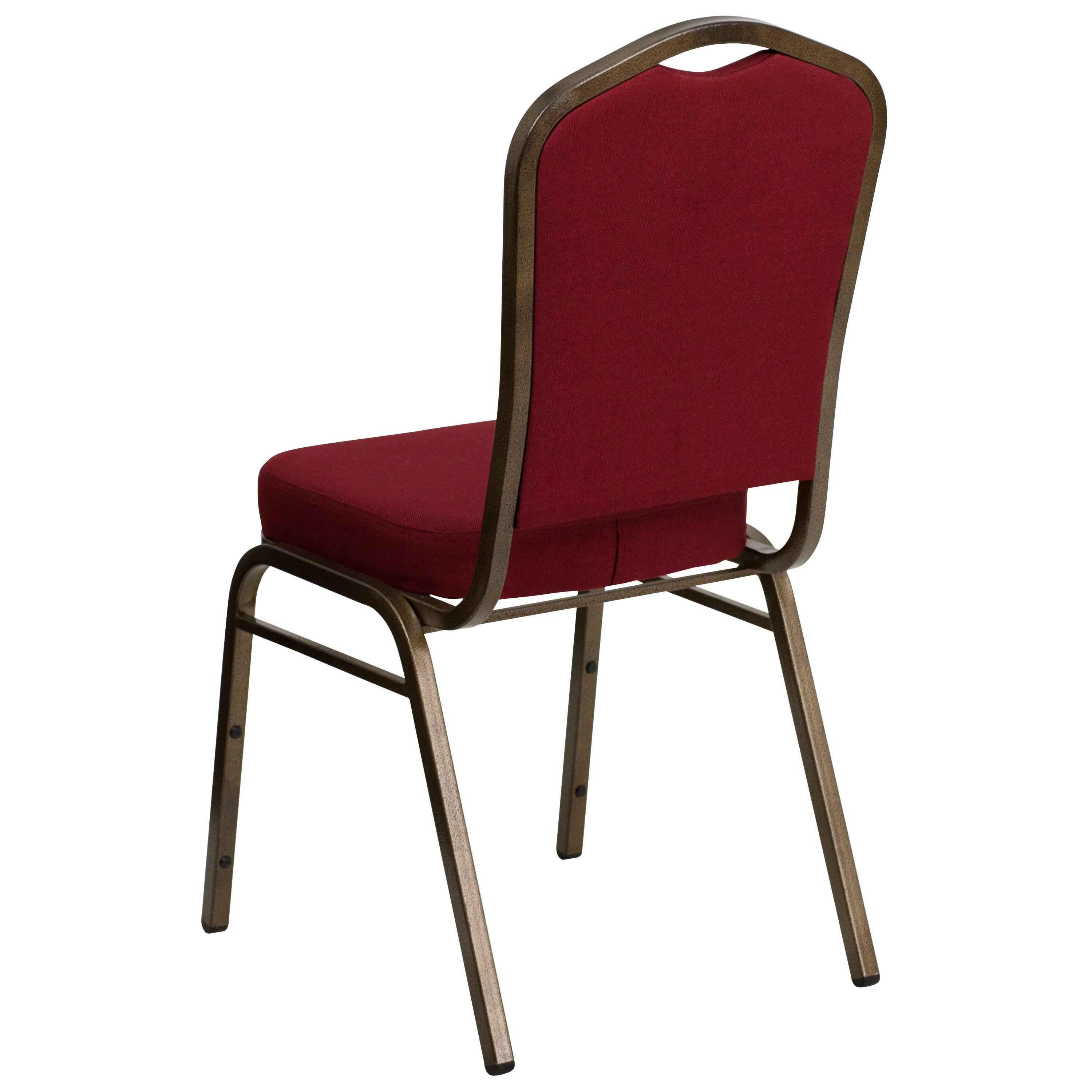 Flash Furniture HERCULES Series Crown Back Stacking Banquet Chair in Burgundy Fabric - Gold Vein Frame