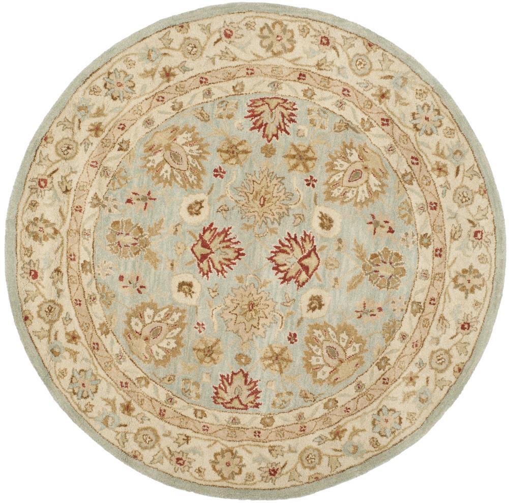 Antiquity AT822 Hand Tufted Area Rug - Grey Blue/Beige - 6' Round - Safavieh.