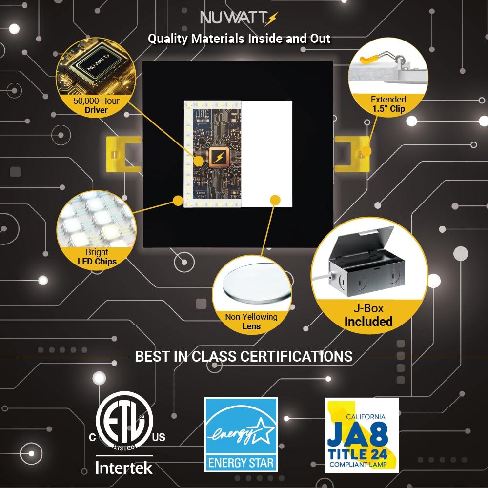 Panel Downlight 6'' Selectable Color Temperature Dimmable Air-Tight IC Rated LED Canless Recessed Lighting Kit