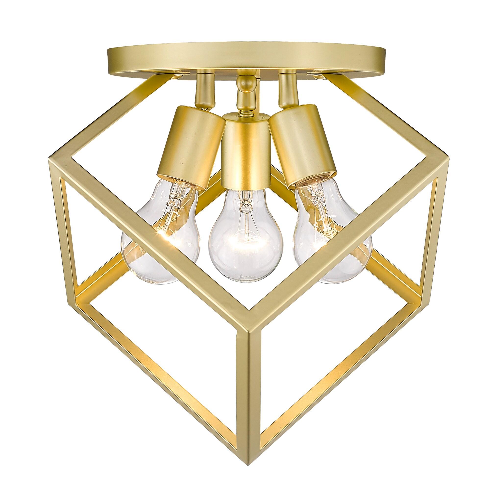 Golden Lighting Cassio 3-Light Semi-flush in Olympic Gold with Olympic Gold