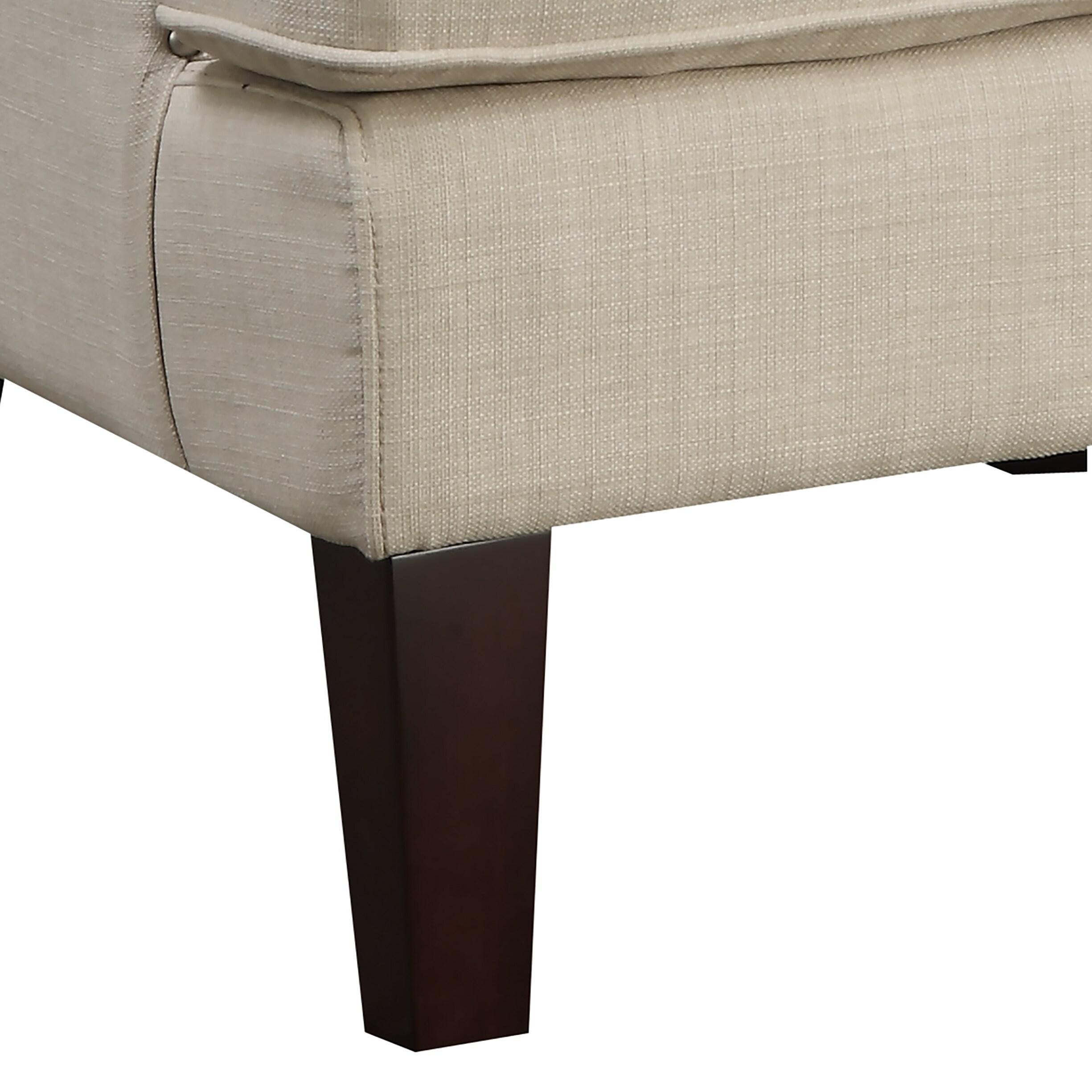 Karson High Back Upholstered Chair Natural: Picket House Furnishings, Espresso Legs, Studded Trim