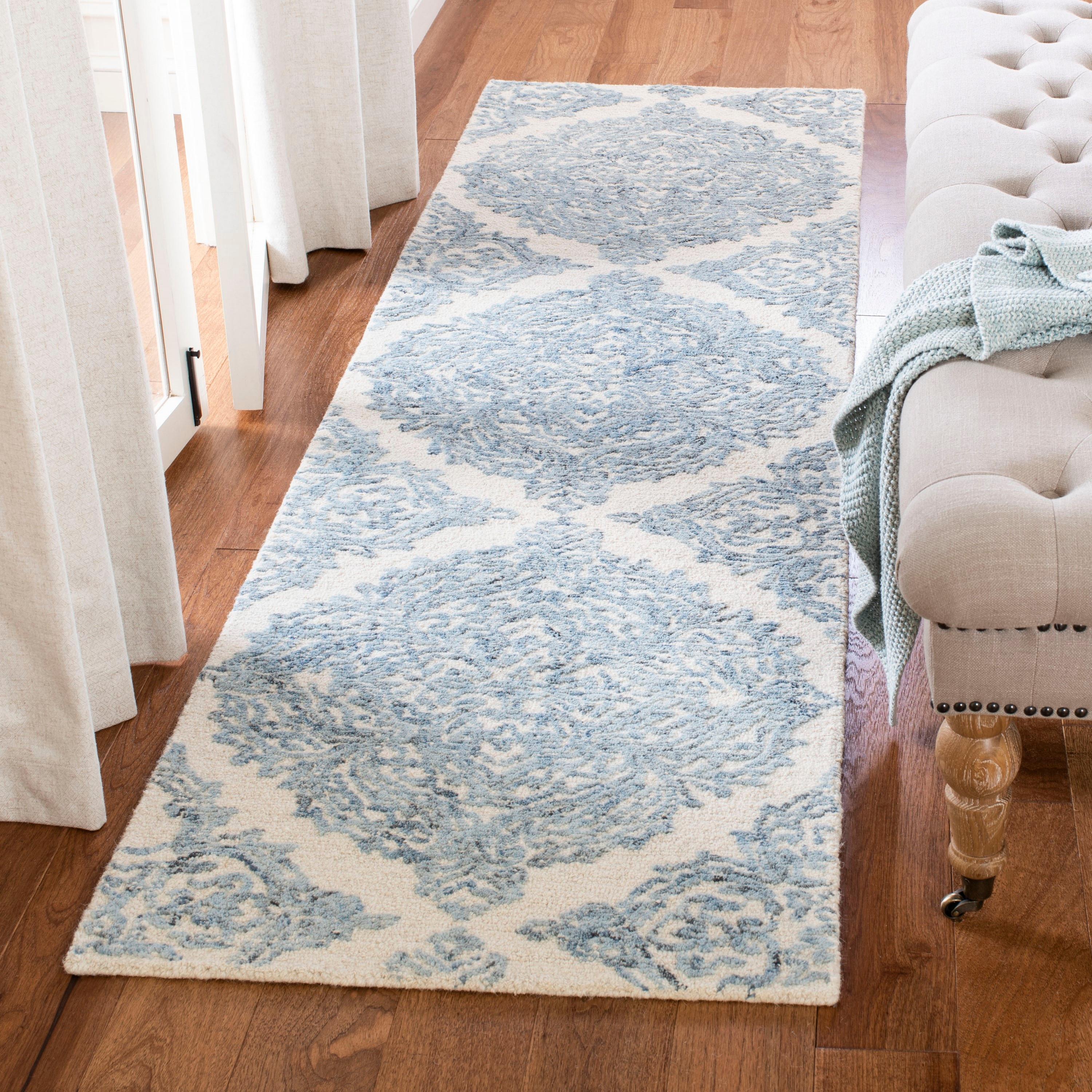 Abstract ABT346 Hand Tufted Area Rug - Ivory/Blue - 6' X 6' Square - Safavieh.