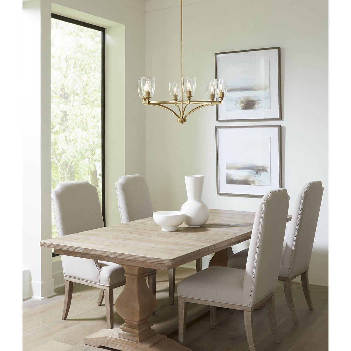 Progress Lighting Parkhurst 6-Light Chandelier, Brushed Bronze, Glass, Elegant Transitional Style, Ideal for Dining Rooms & Bedrooms.