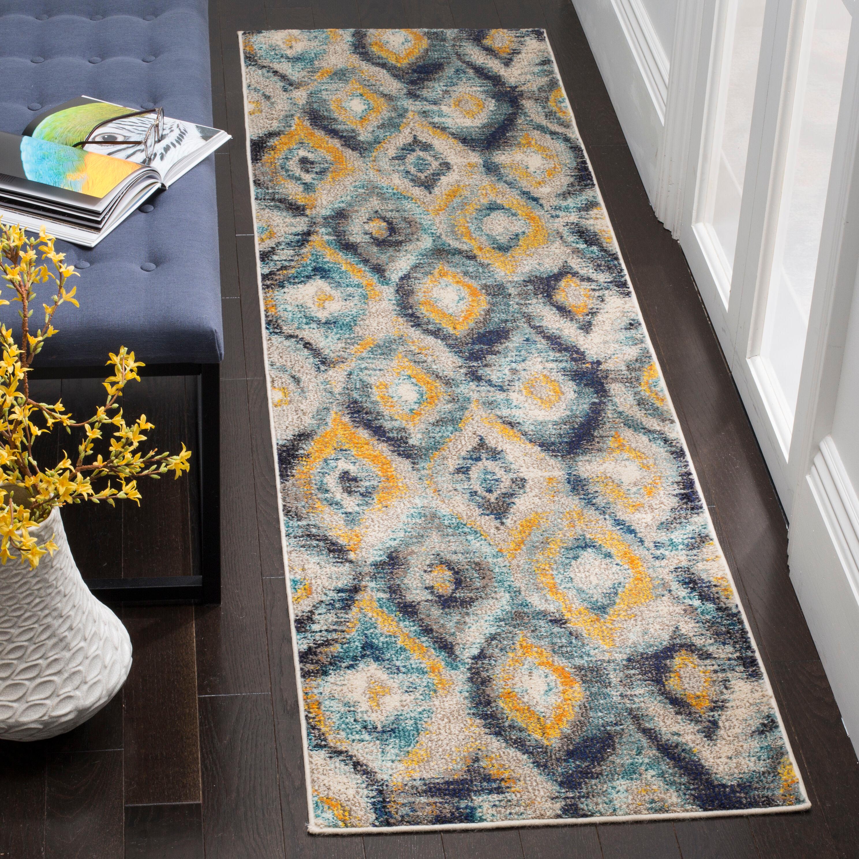 Monaco MNC242 Power Loomed Indoor Runner Rug - Blue/Multi - 2'2"x6' - Safavieh.