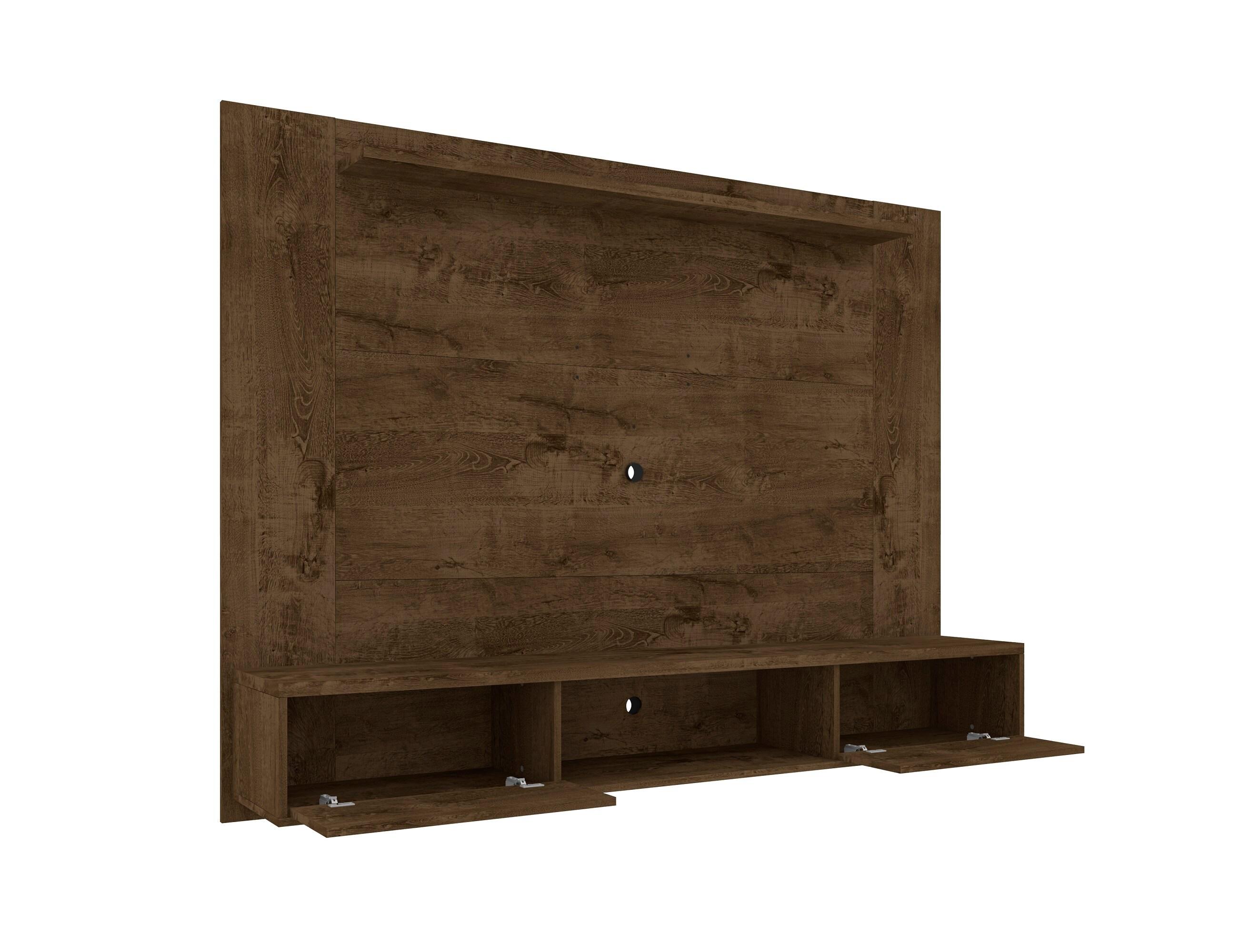 Manhattan Comfort Liberty Wood Entertainment Center for TVs up to 65", Rustic Brown