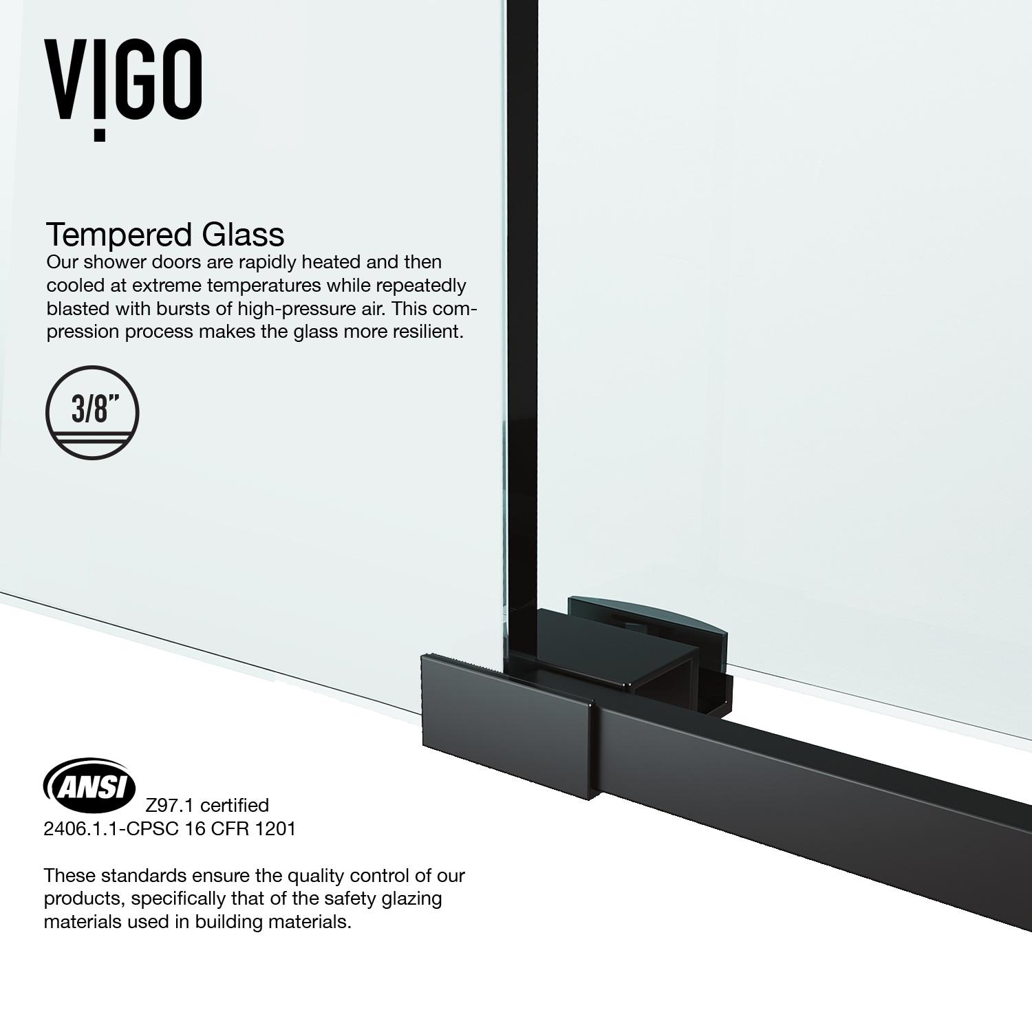 Elan 56-60" W x 74" H Sliding Frameless Shower Door with 3/8" Clear Glass